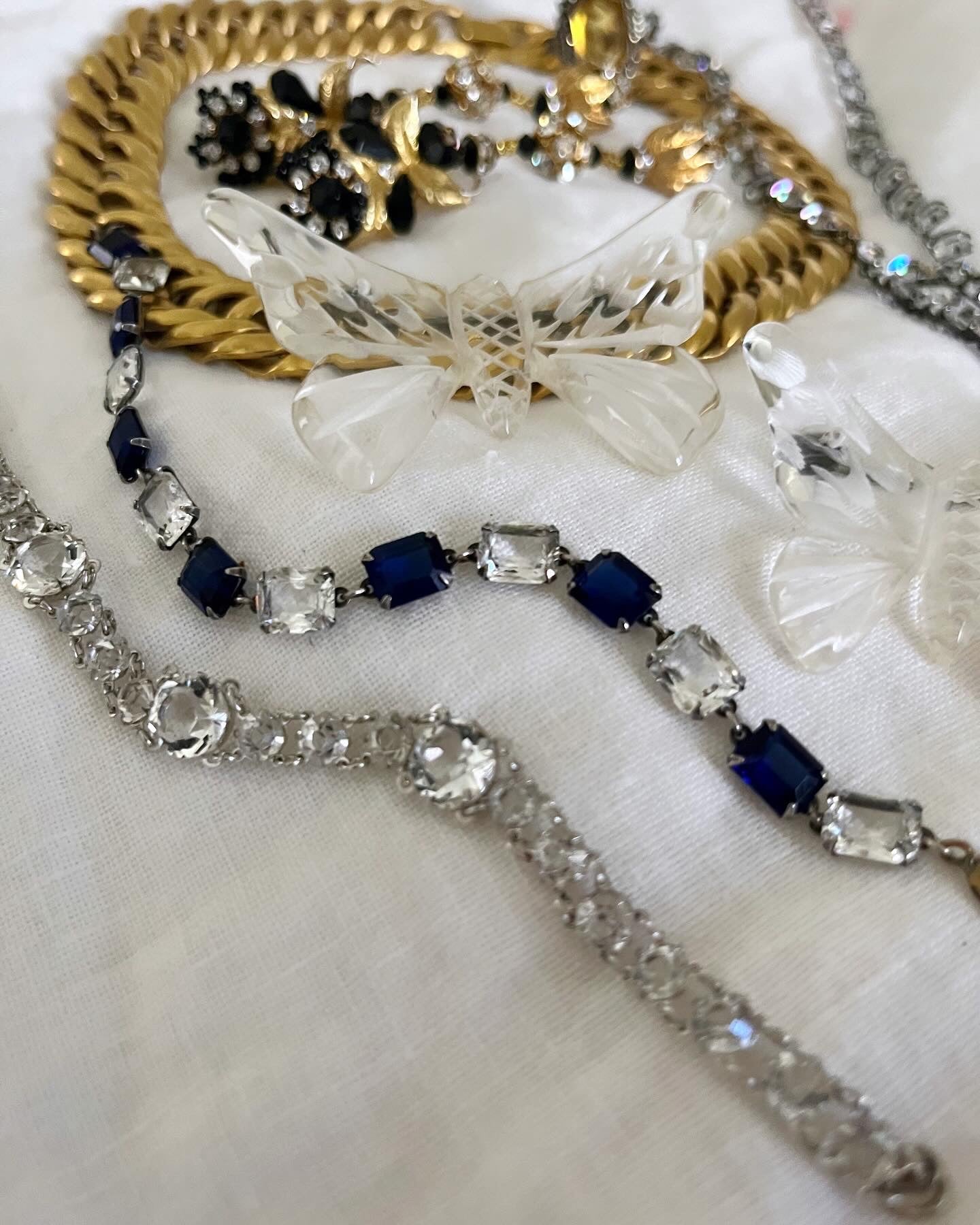 Art Deco Crystal Paste Deep Blue Bracelet