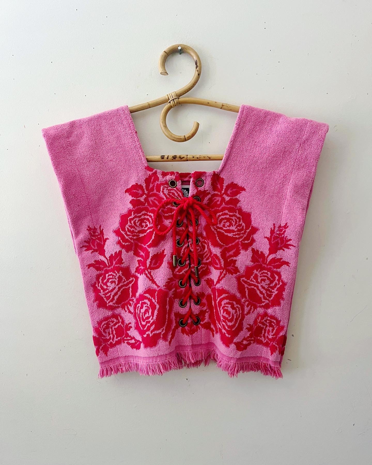 Posie Pink Rose Lace Up Towel Top