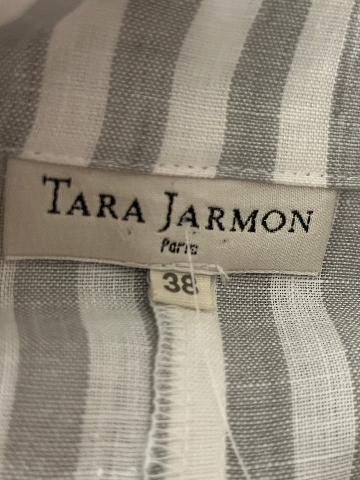 Tara Jarmon Y2K Grey White Striped Linen Long Blazer| S/M