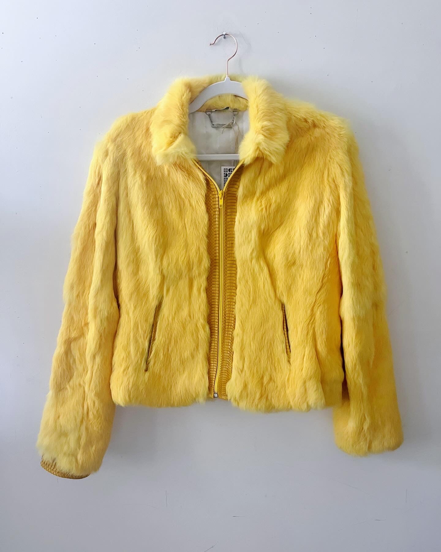 Yellow Fur and Leather Jacket| Extra Small
