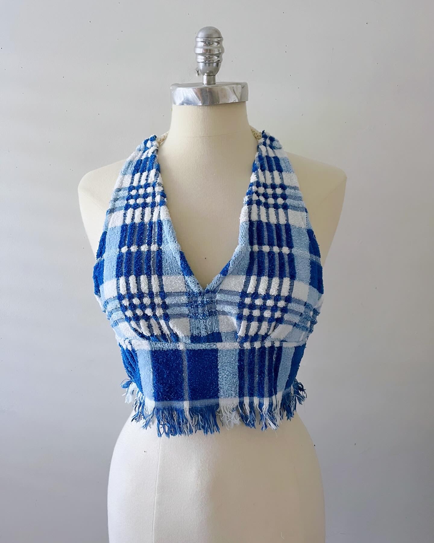 Picnic Blue Towel Top Halter| XS/S