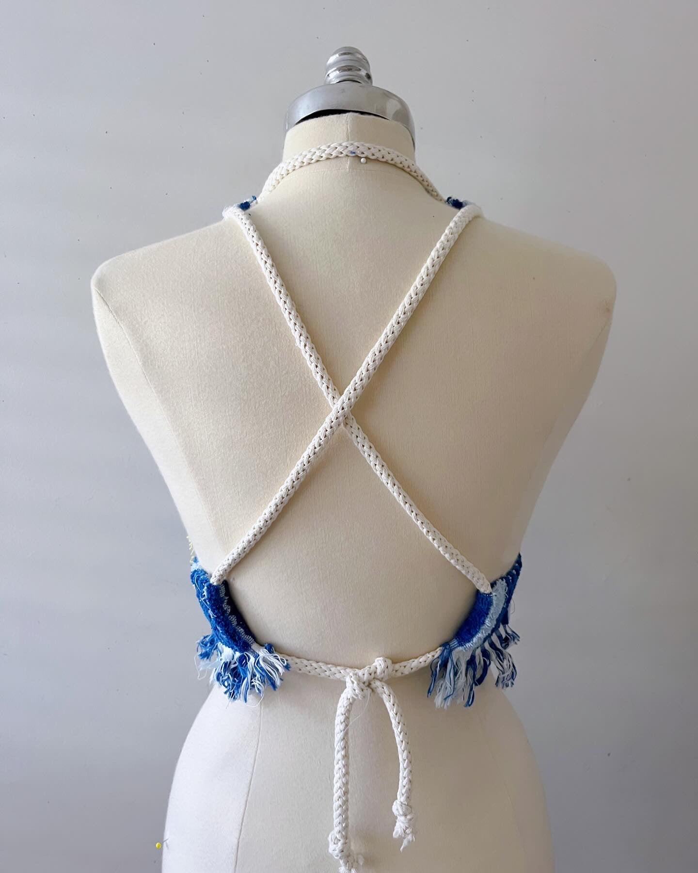 Picnic Blue Towel Top Halter| XS/S
