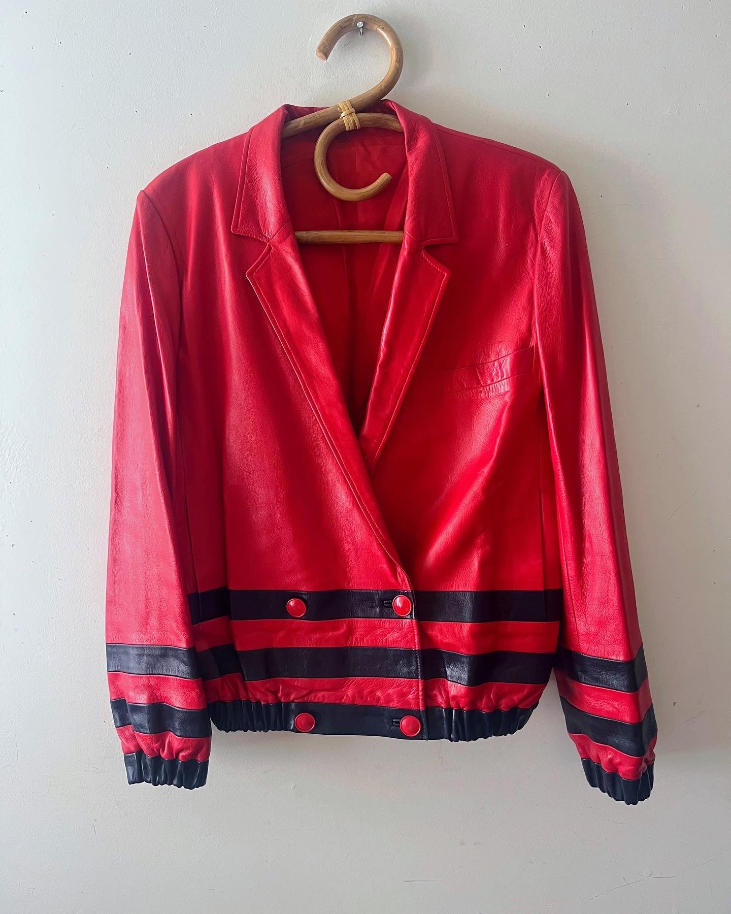 Red Striped Leather Jacket