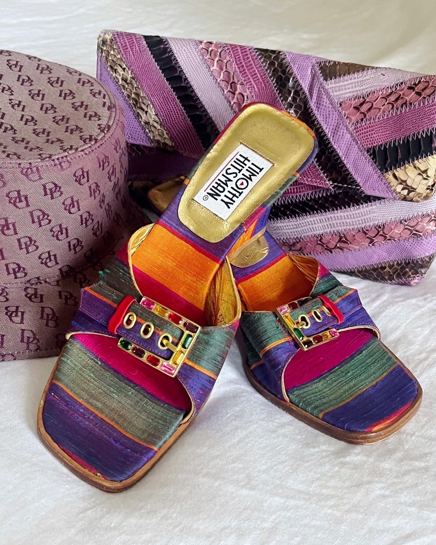Charmeuse Silk Jeweled Slide Heels