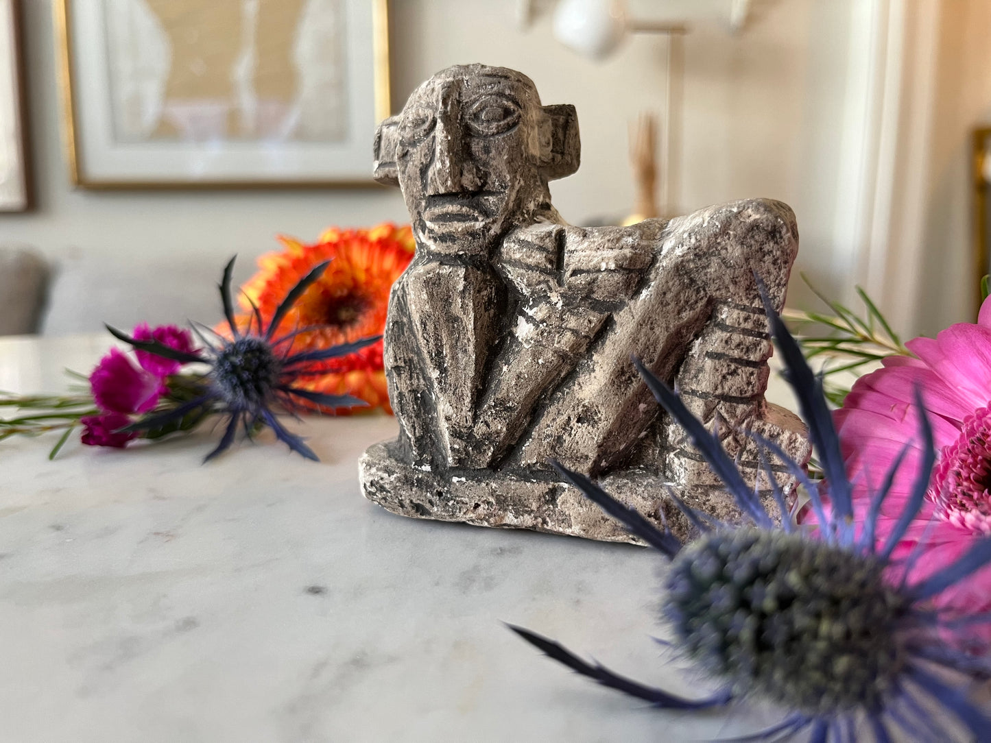 Hand Carved Rock Man Figurine