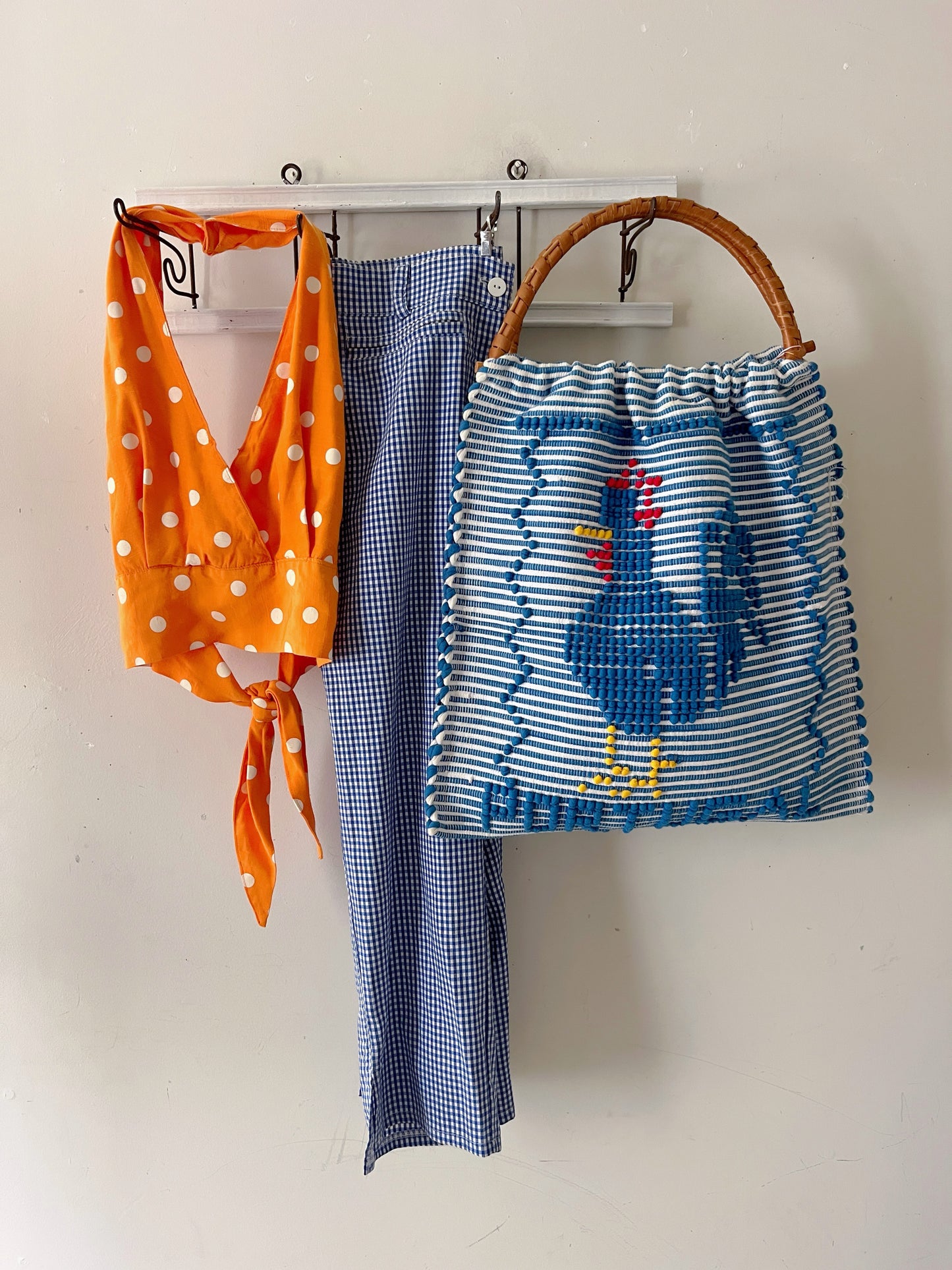 Mid Century Blue Rooster Bag