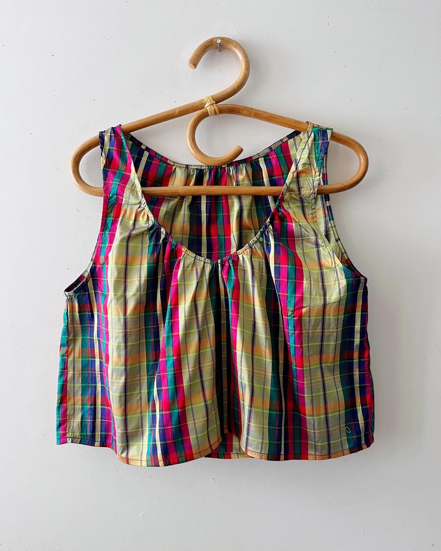 Babydoll Plaid Silk Top