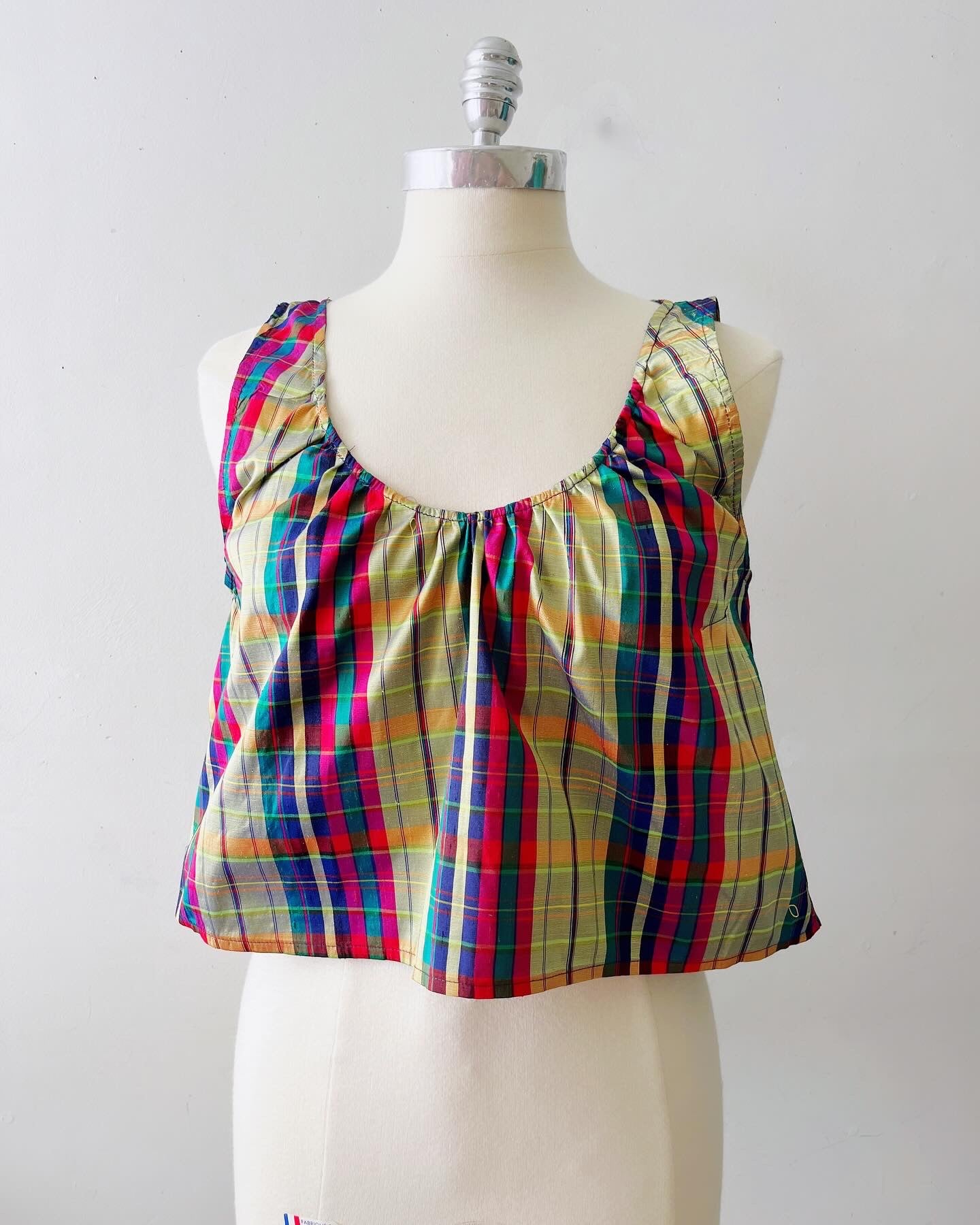 Babydoll Plaid Silk Top