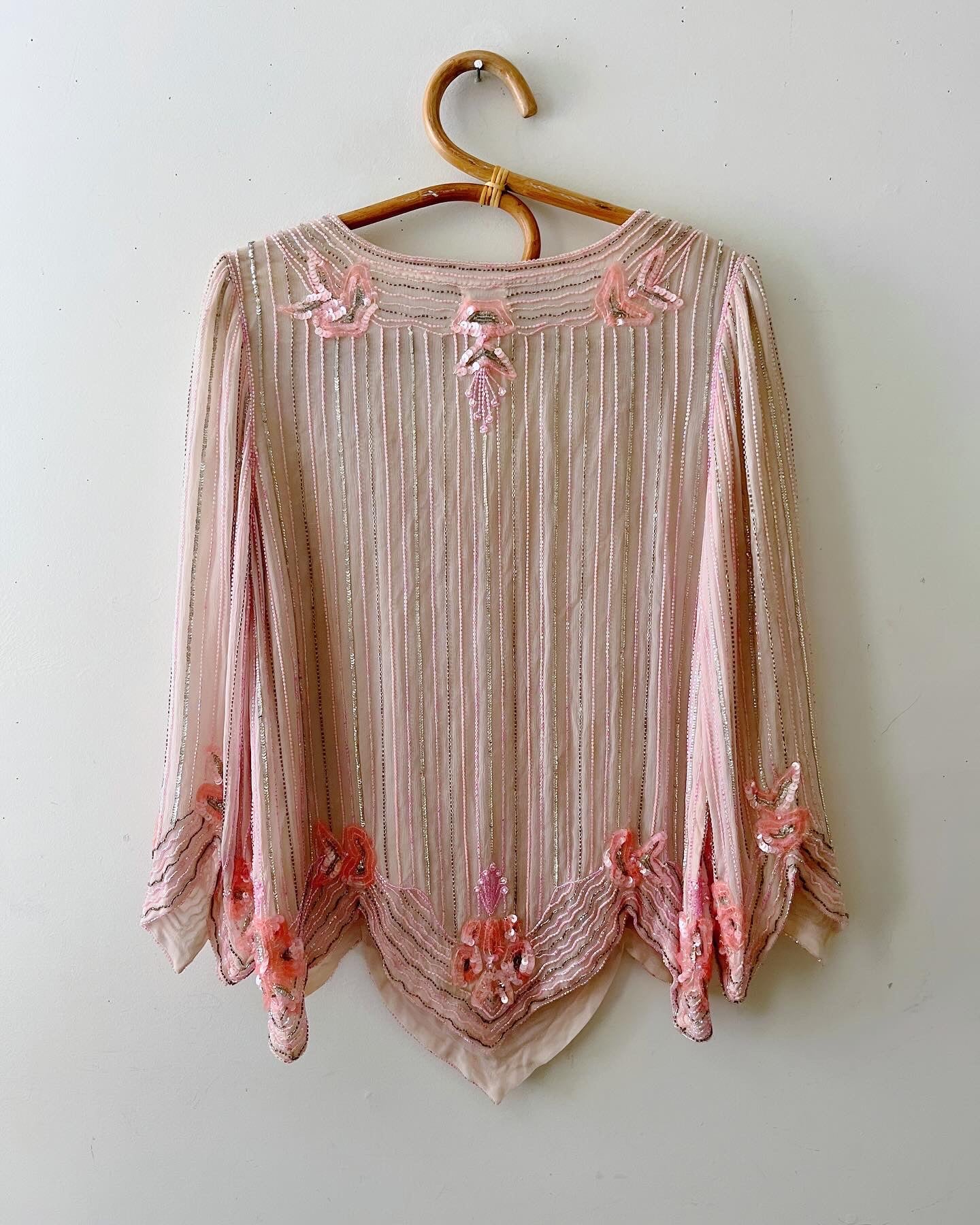 Pink Sequined & Silver Beaded Top | S/M