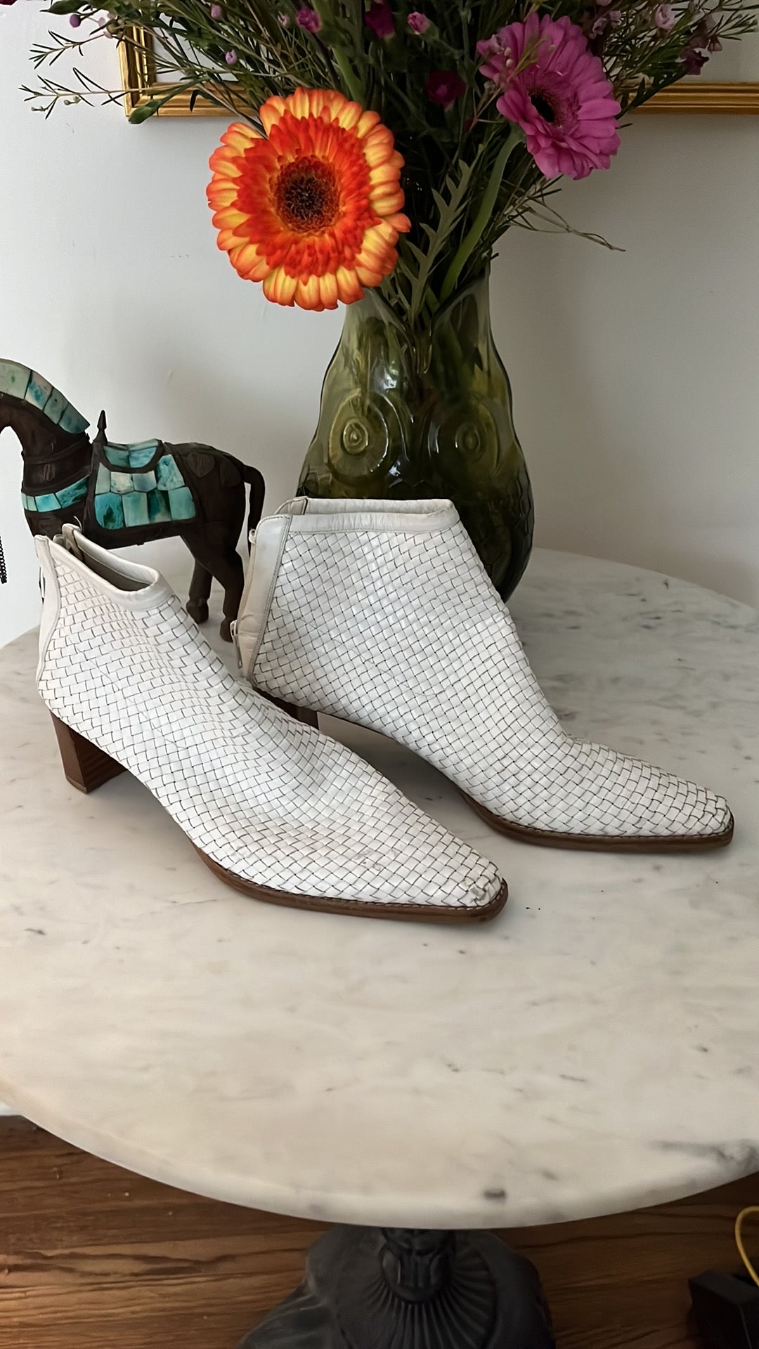 Y2K Leather Weaved Booties