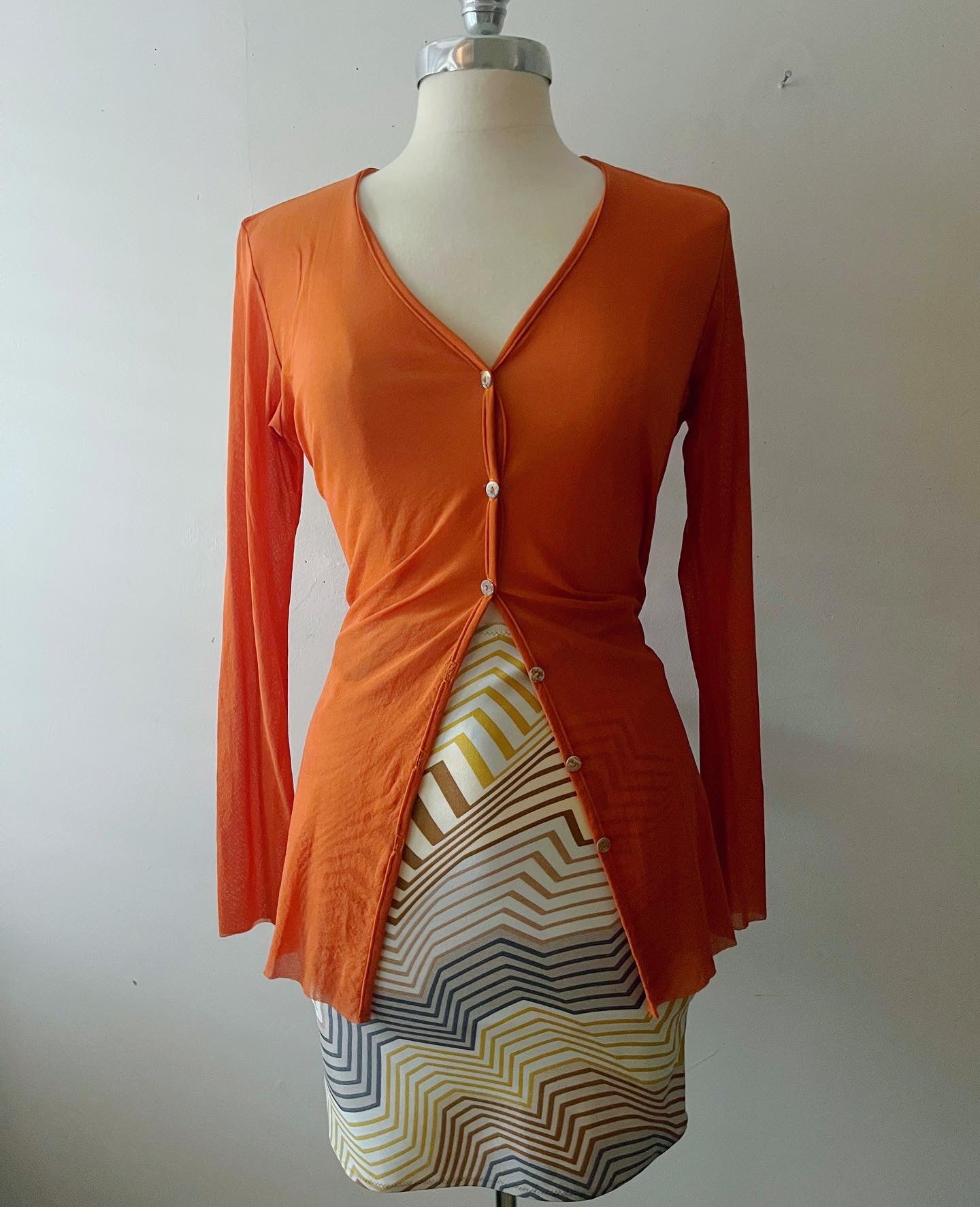 Mesh Cardigan Button Up Top