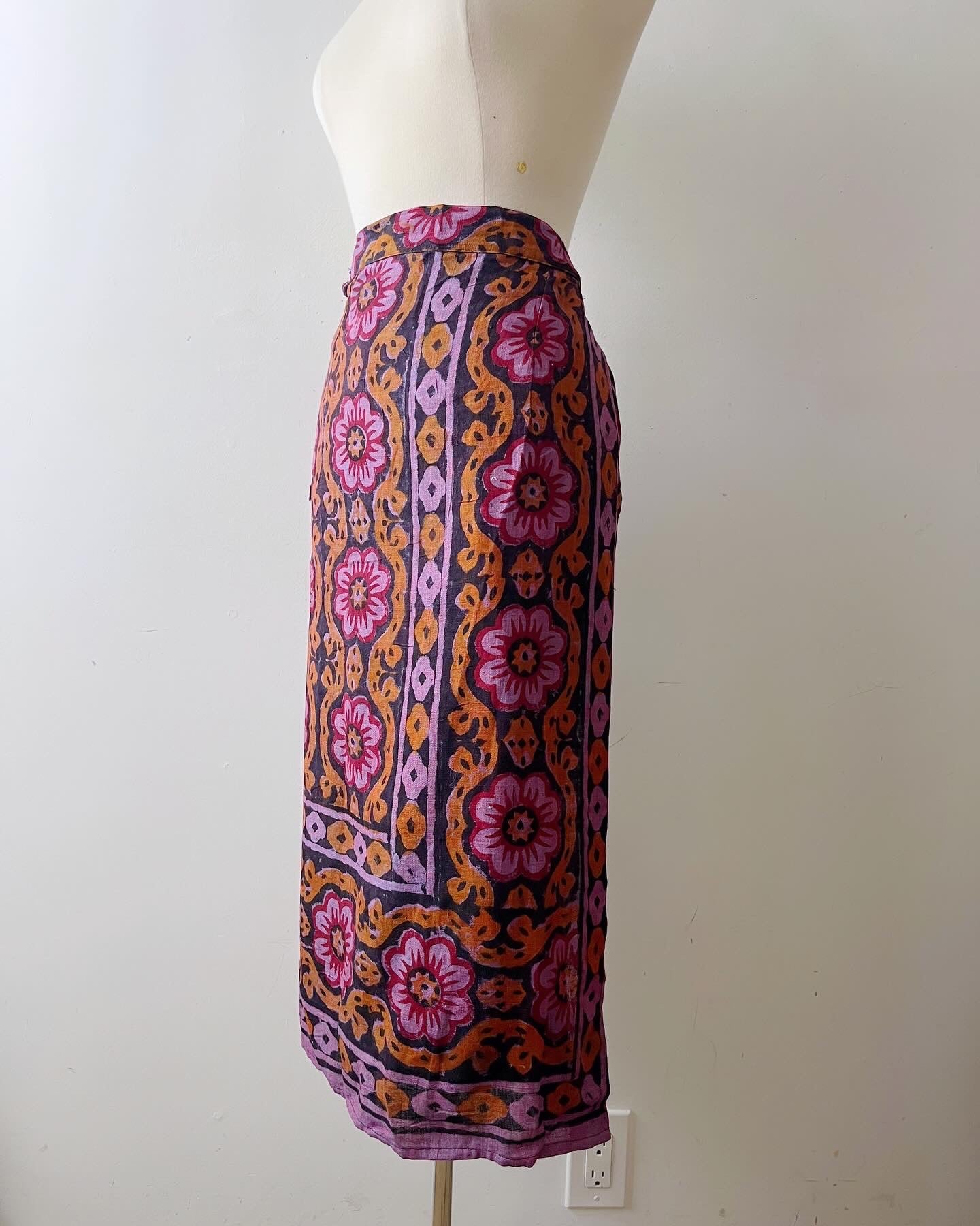 Block Print Floral Wrap Skirt| One Size