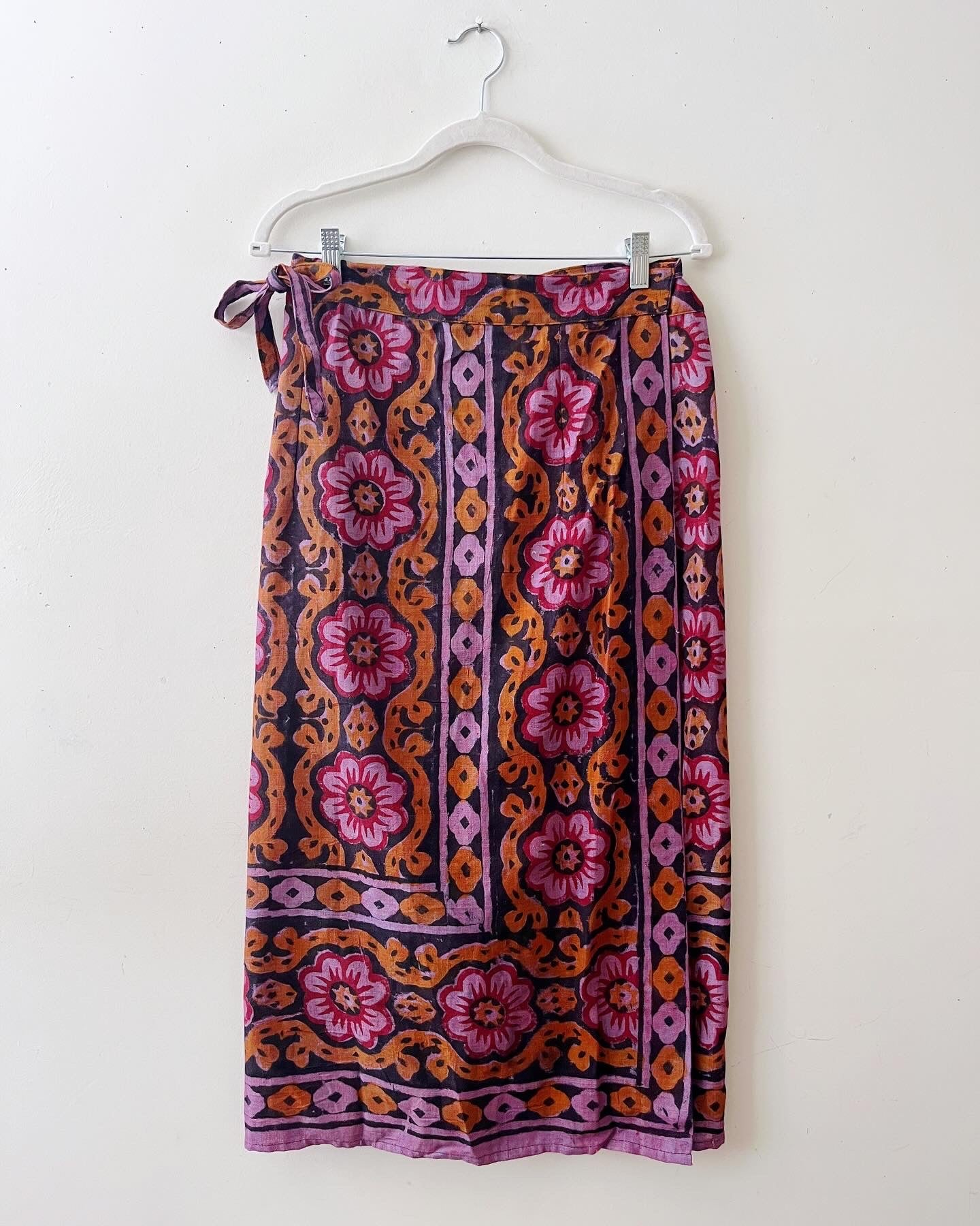 Block Print Floral Wrap Skirt| One Size