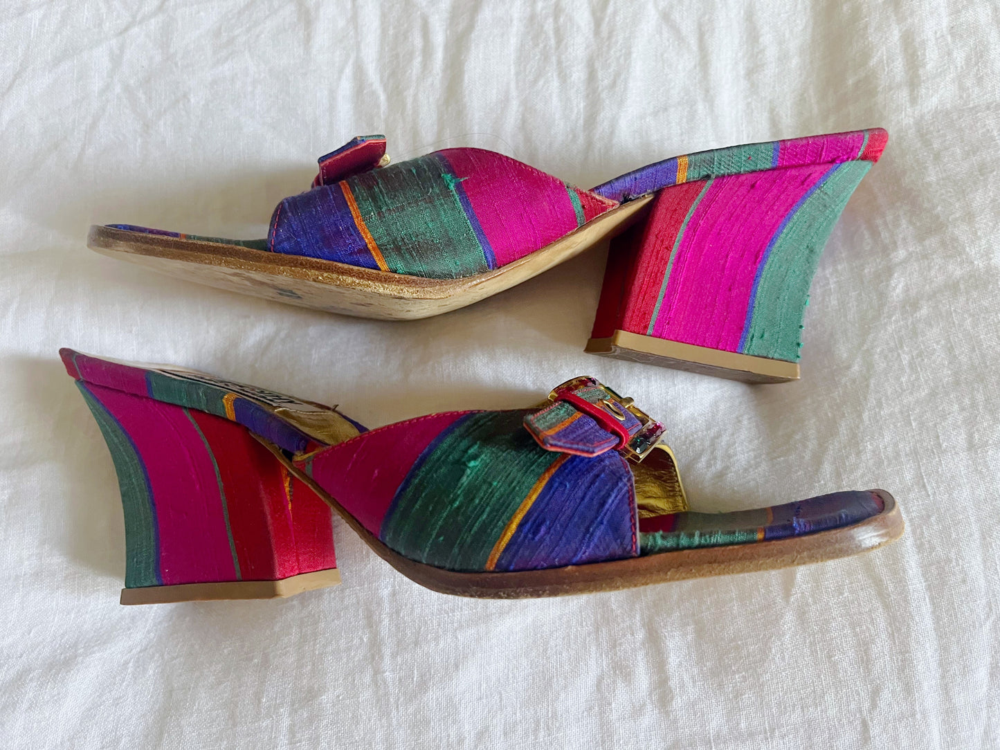 Charmeuse Silk Jeweled Slide Heels
