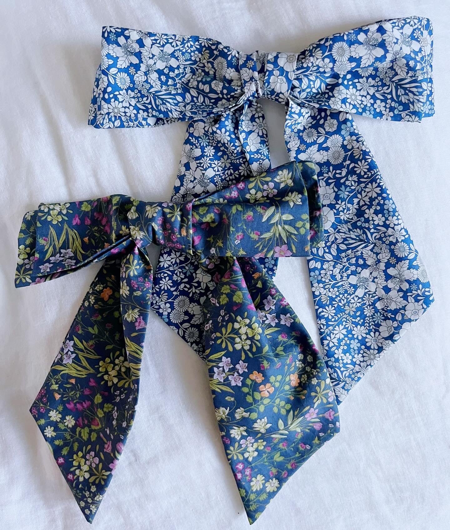 Large Double Bow Barrette- Peacock Florals