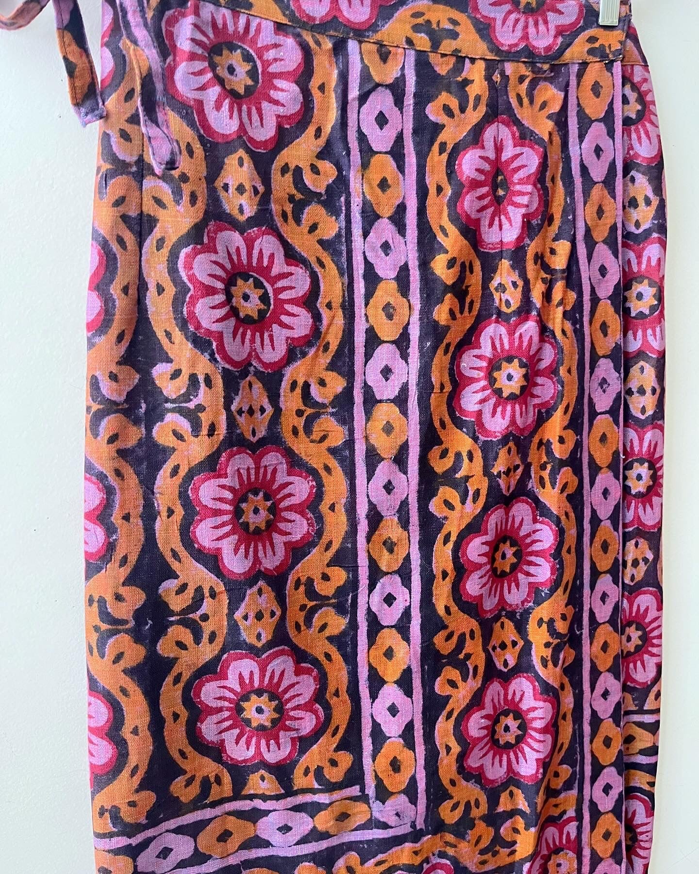 Block Print Floral Wrap Skirt| One Size