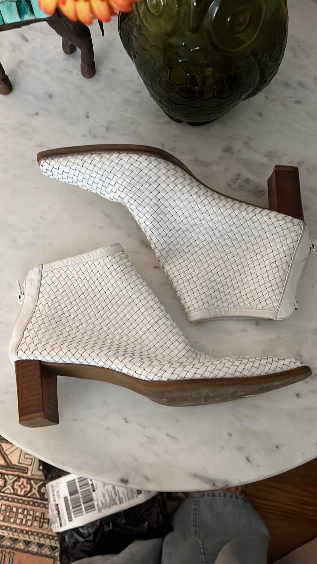 Y2K Leather Weaved Booties