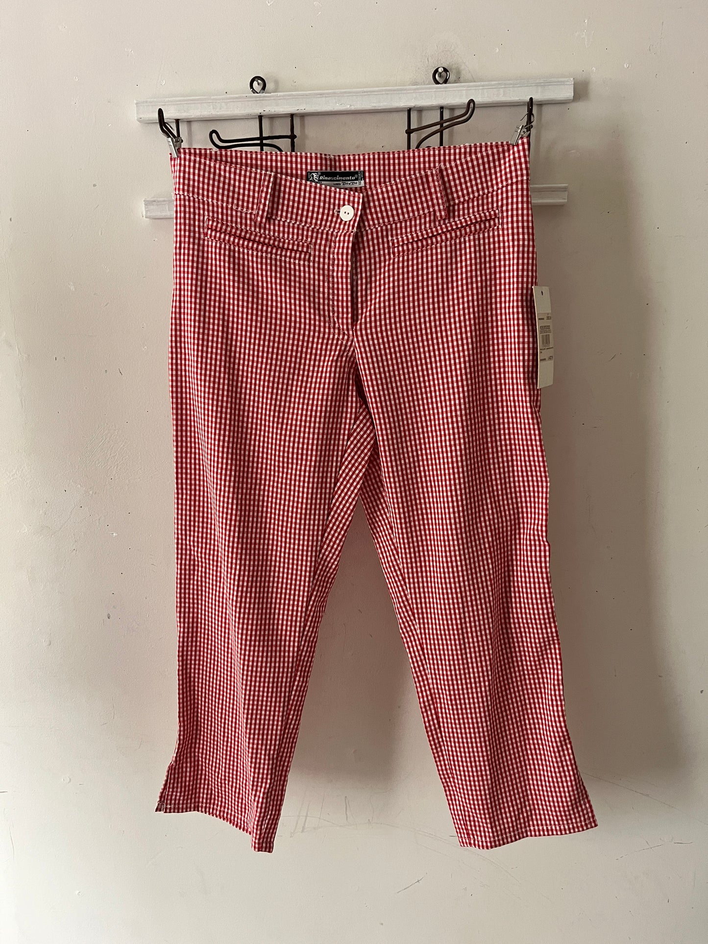 Italian Red Gingham Capri Pants| S/M