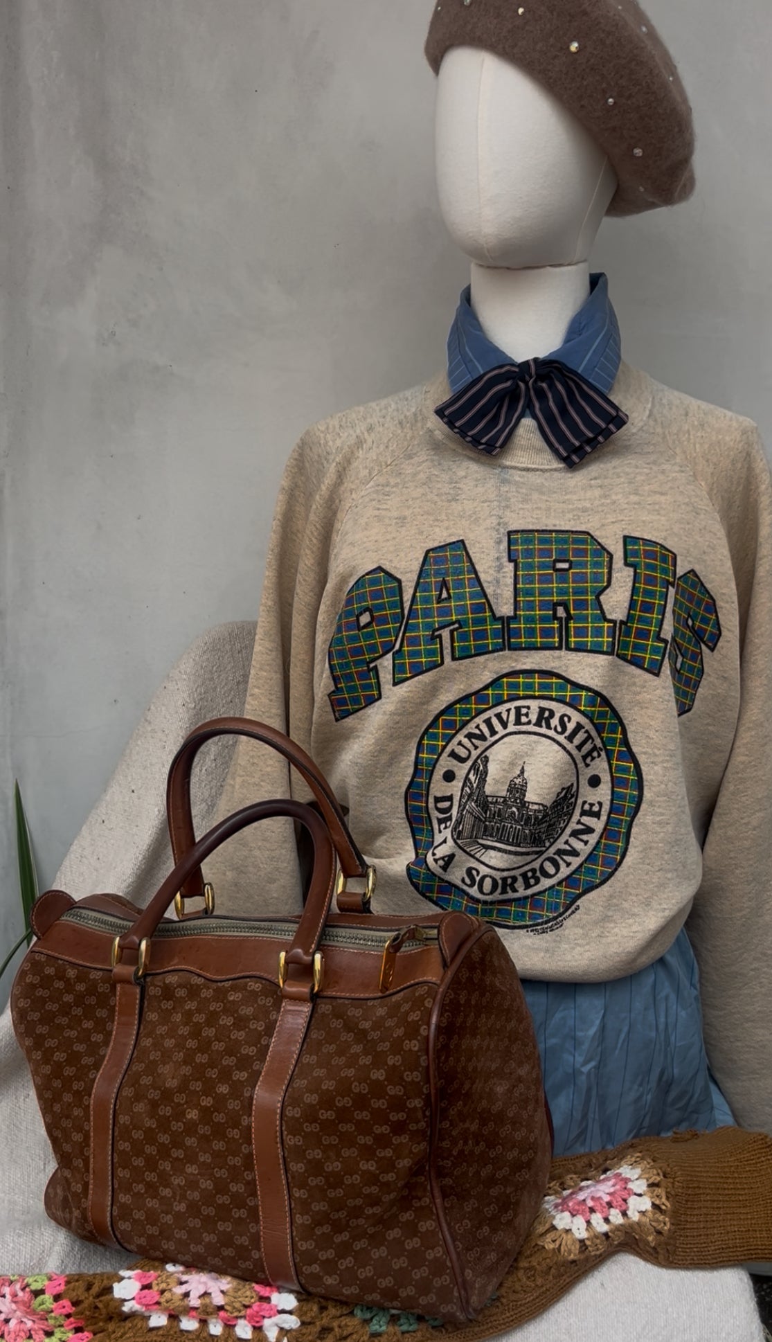 Gucci Suede Boston Handbag Purse