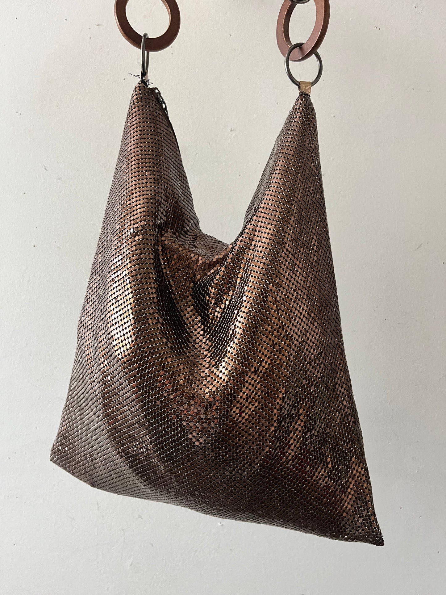 Whiting & Davis Chocolate Bronze Shoulder Bag Purse