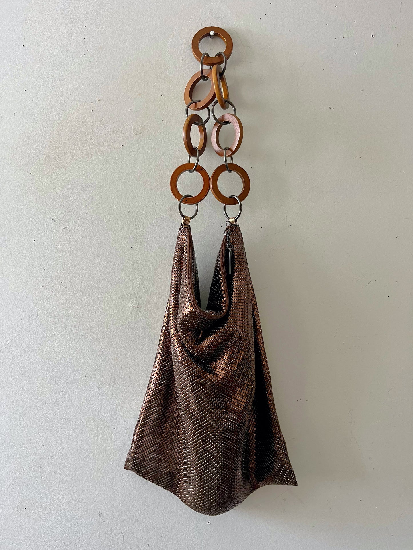Whiting & Davis Chocolate Bronze Shoulder Bag Purse