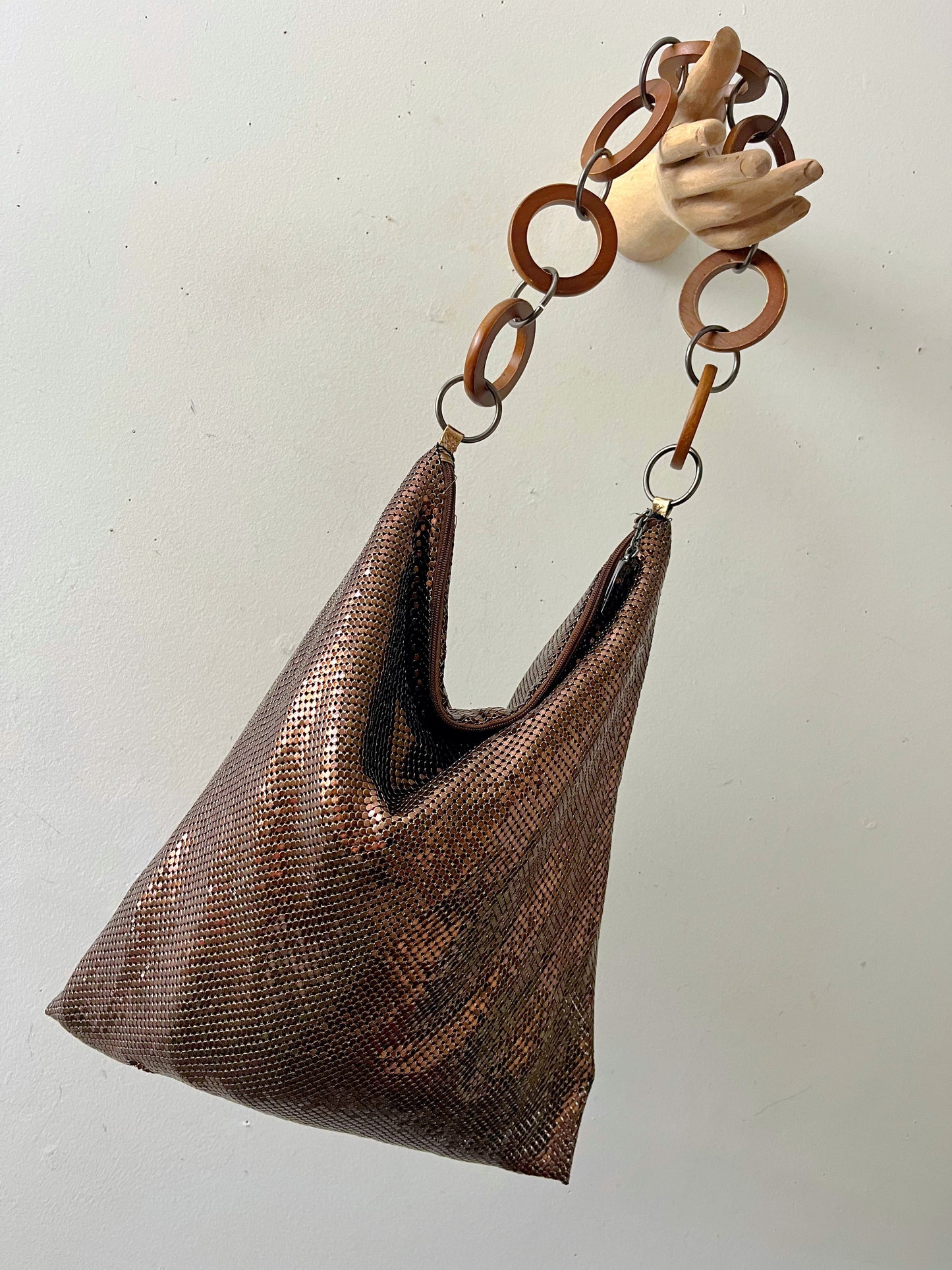 Whiting & Davis Chocolate Bronze Shoulder Bag Purse