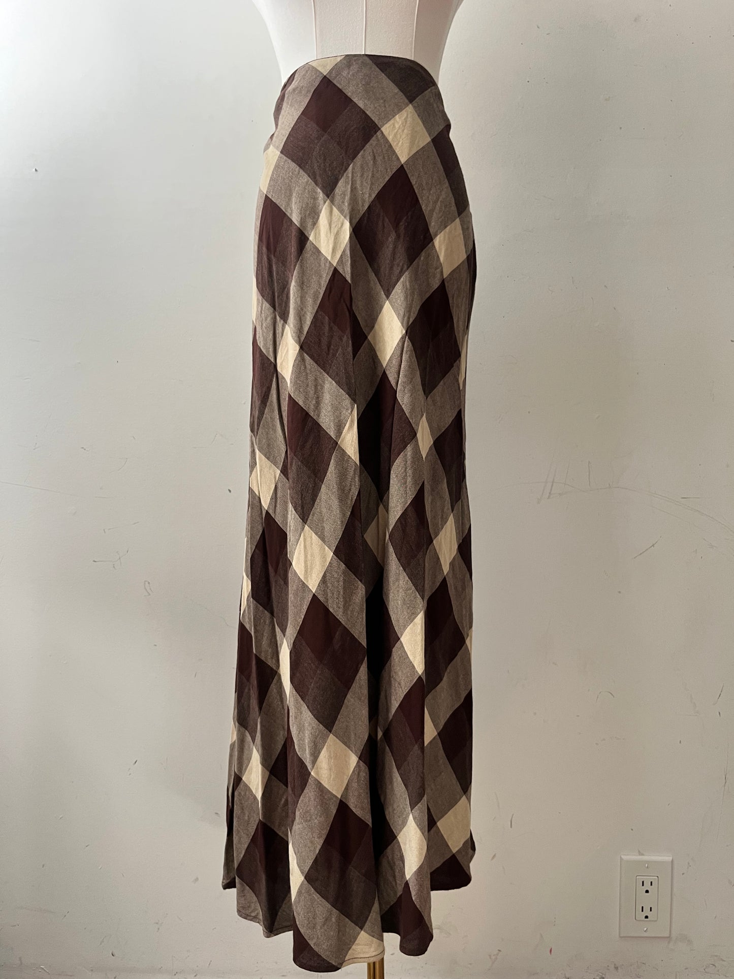 Argyle Paid Bias Cut Skirt| Medium