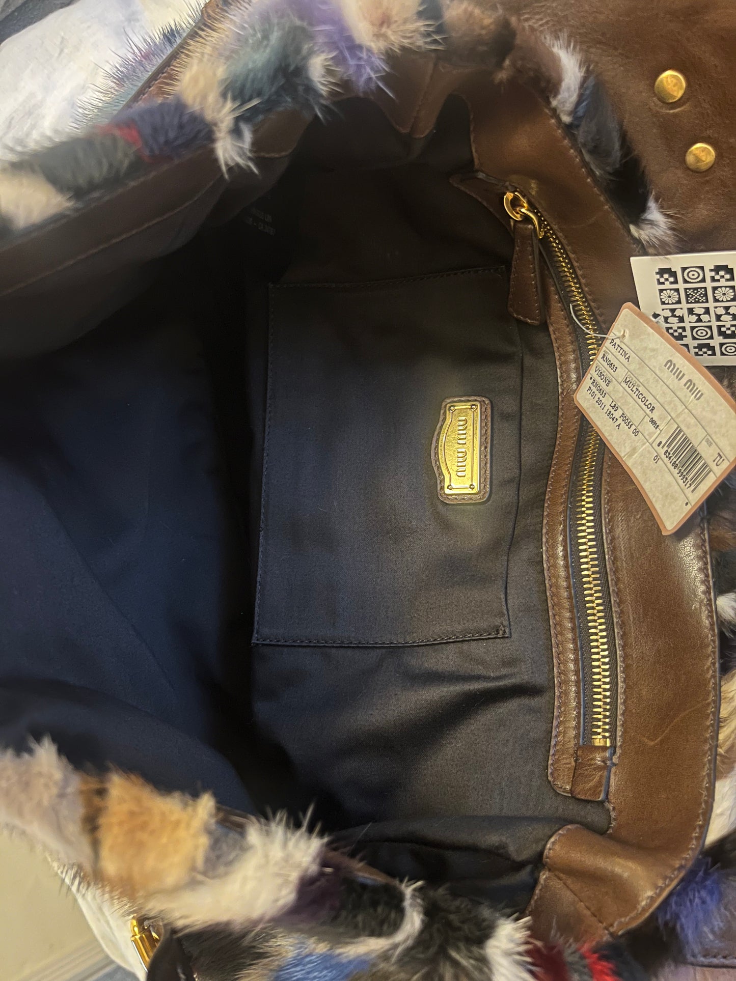 Miu Miu Minx Fur Chevron Purse