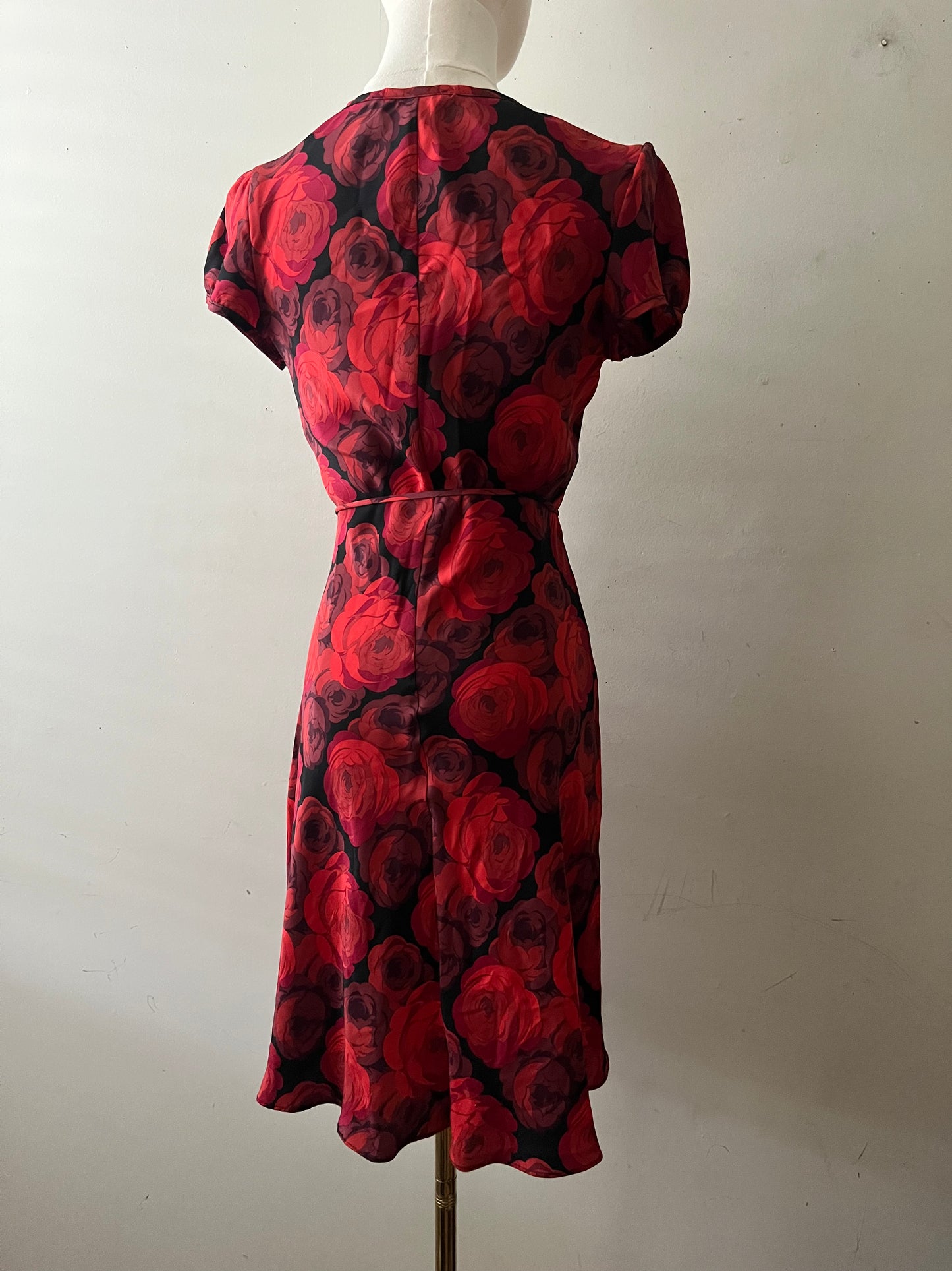Betsey Johnson Rose Bias Silk Dress | S/M