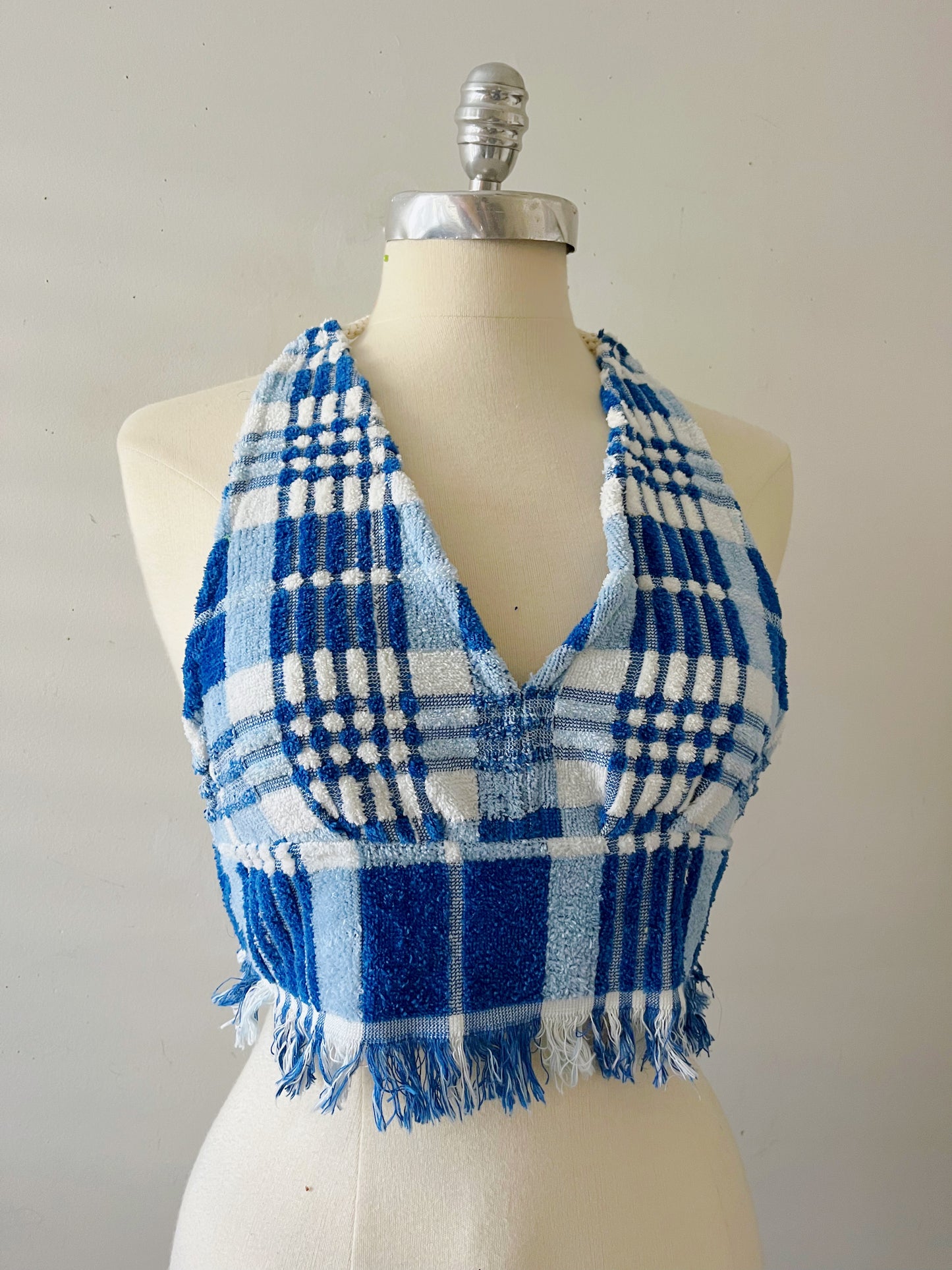 Picnic Blue Towel Top Halter| XS/S