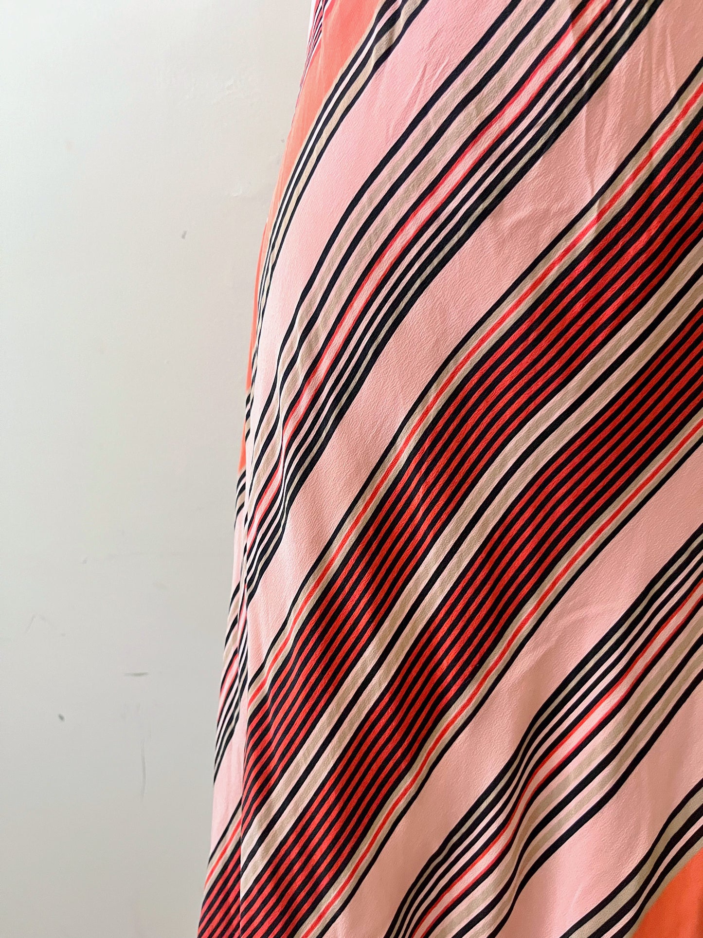 Silk Striped Fairy Hem Bias Silk Dress | Medium