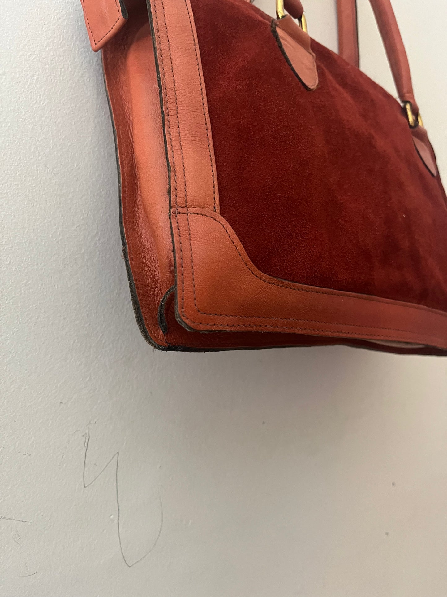Rust Suede Leather Handbag