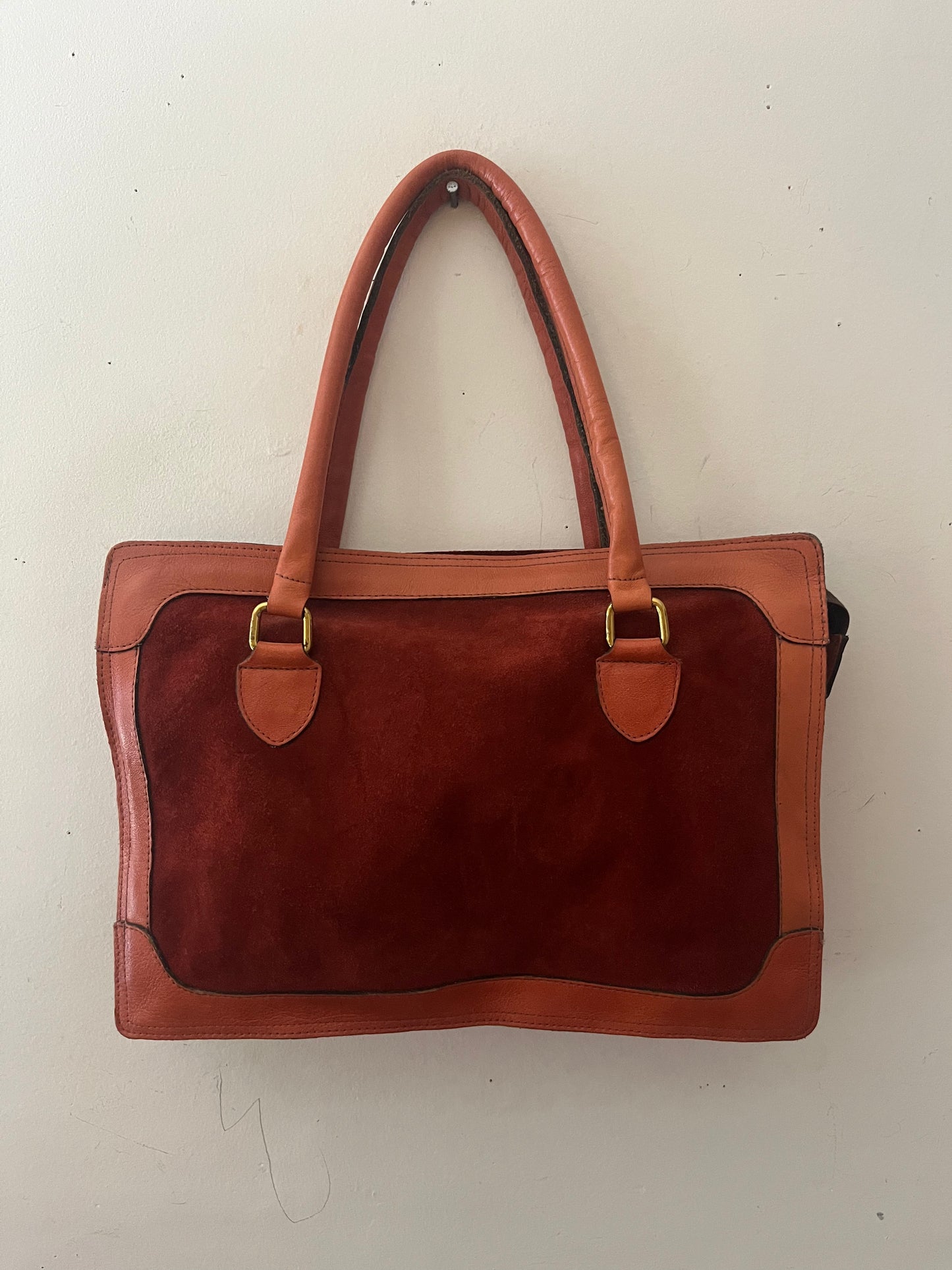 Rust Suede Leather Handbag