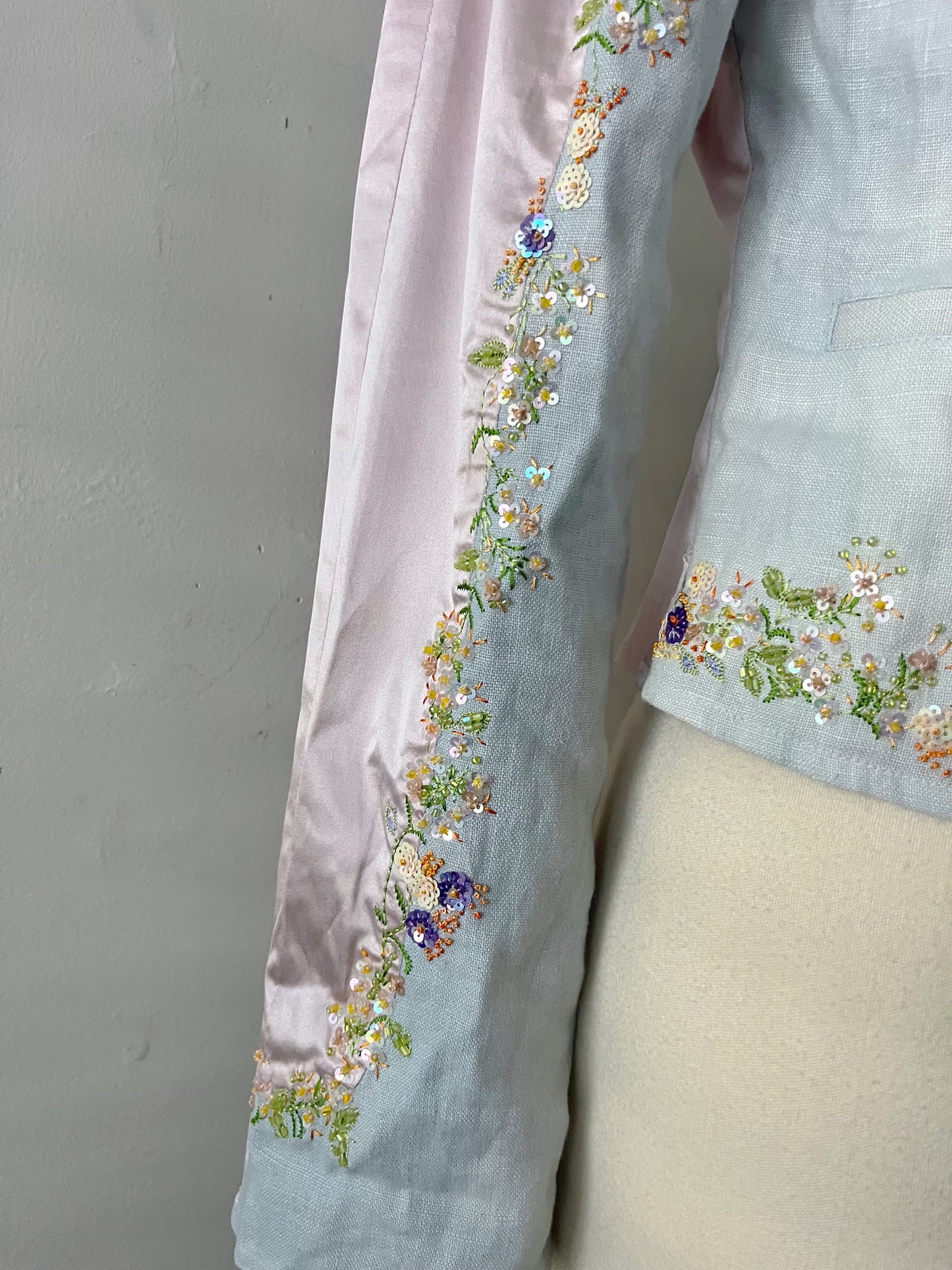 Silk Linen Embellished Jacket| Small