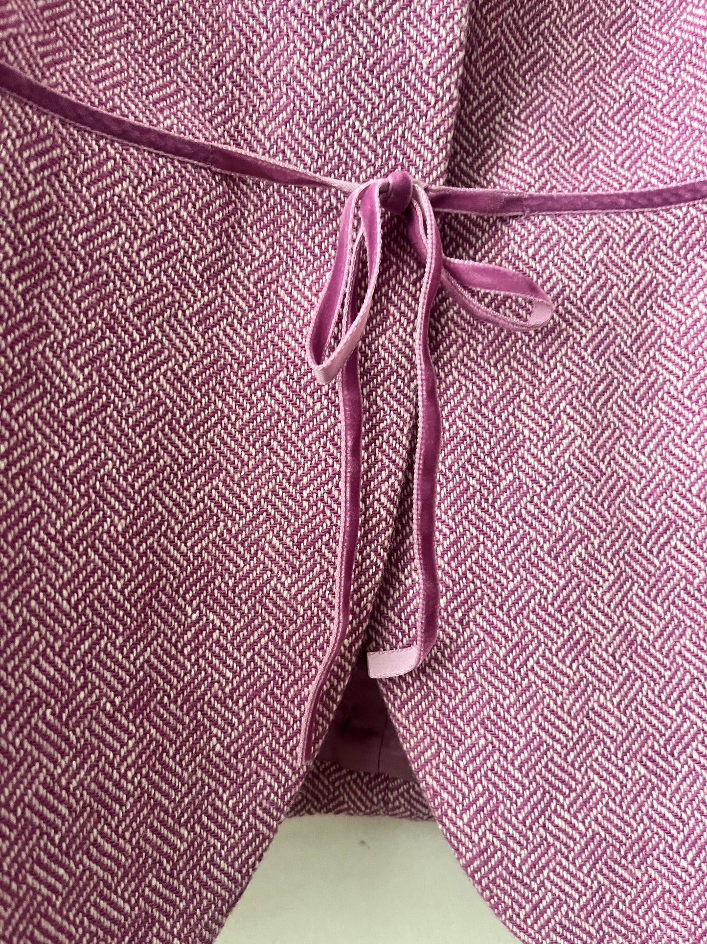 Mauve Velvet Trim Wool Weave Blazer| Medium