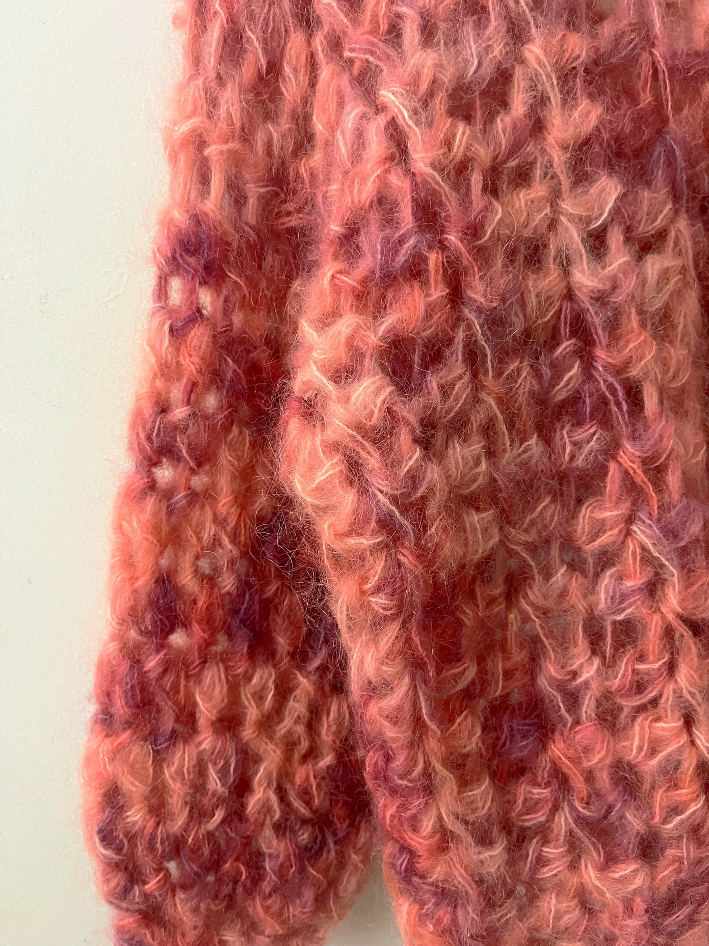 Chunky Strawberry Mohair Crocheted Sweater | S/M