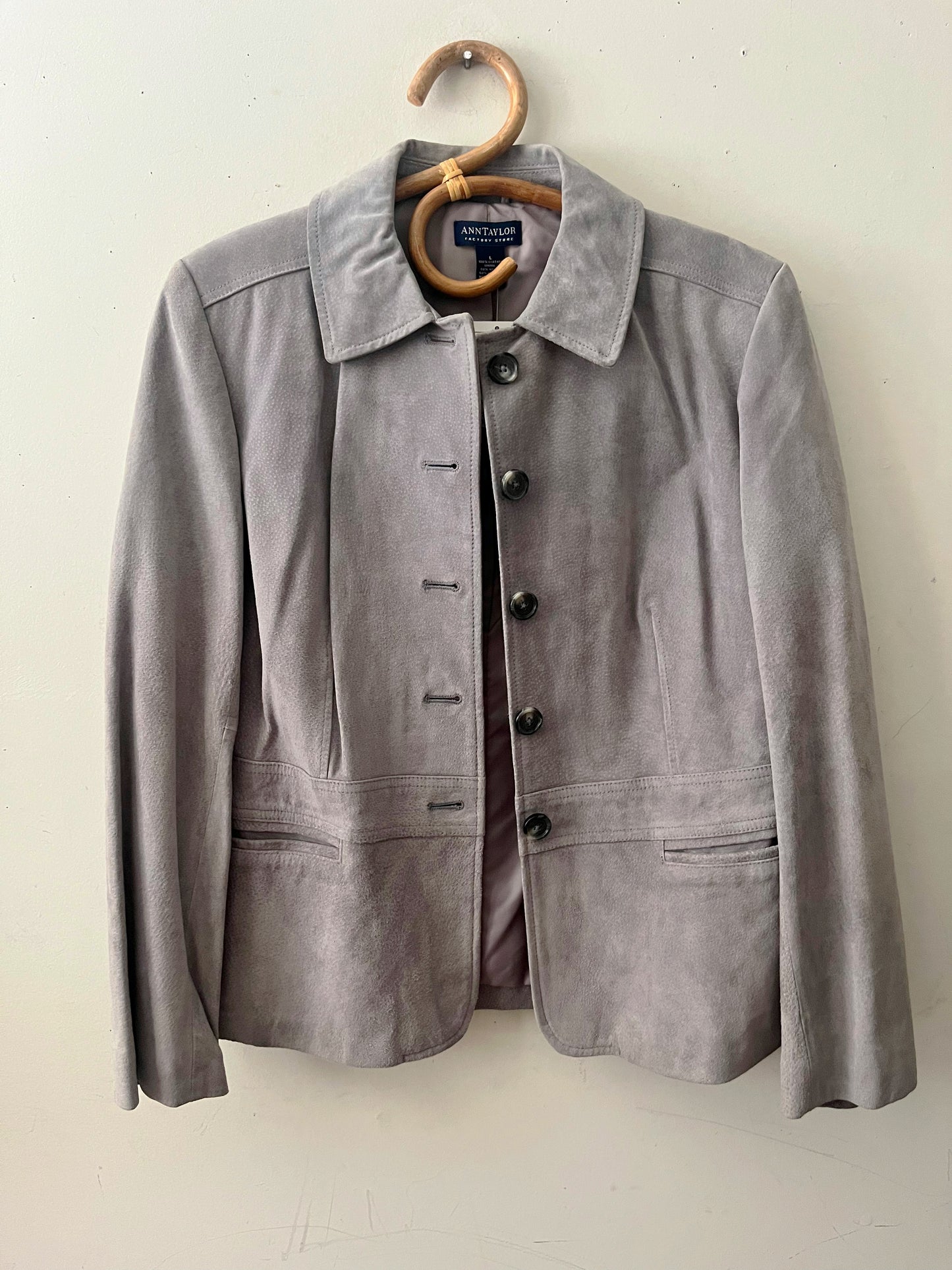 Cool Gray Suede Leather Jacket| M/L