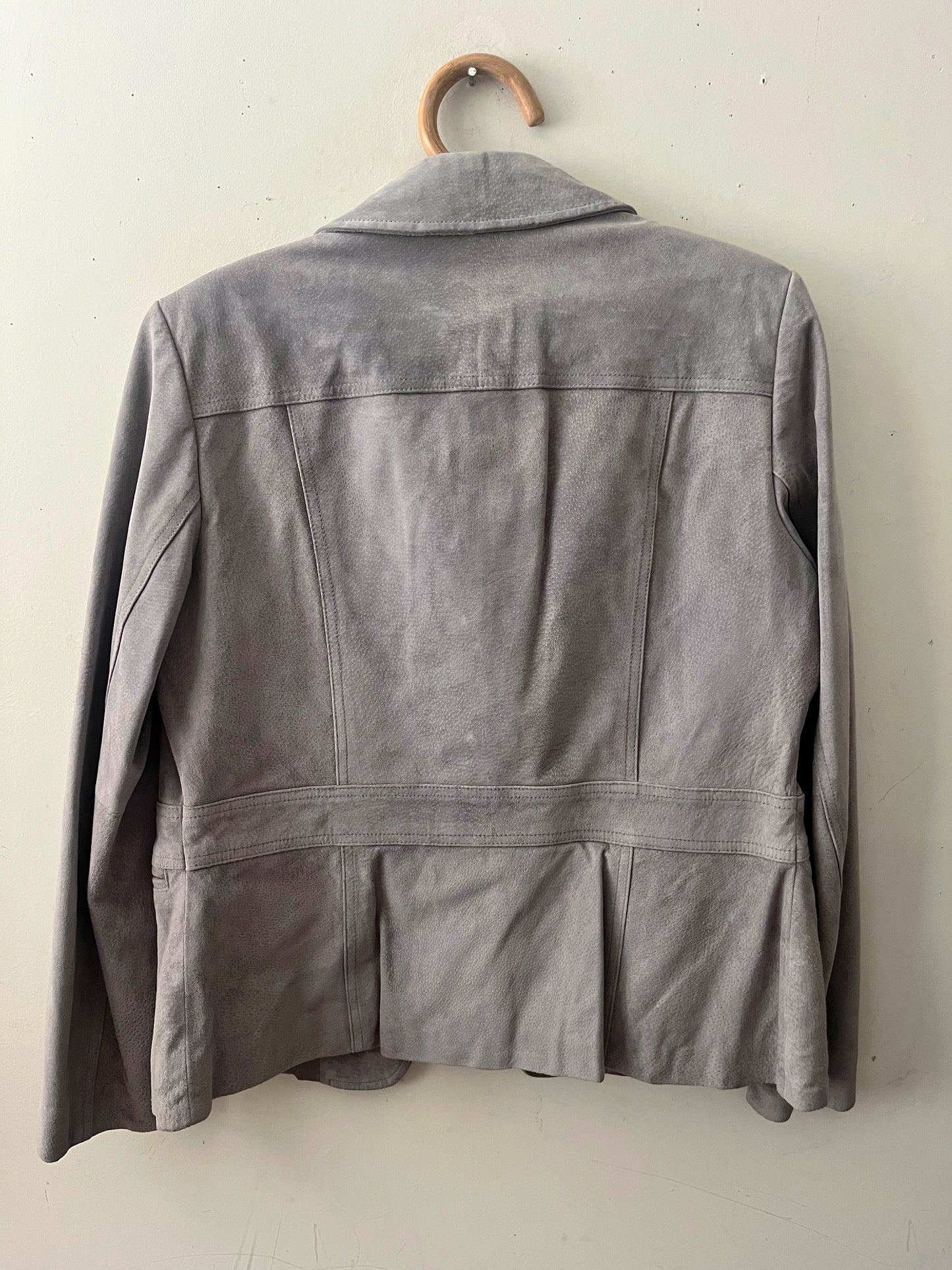 Cool Gray Suede Leather Jacket| M/L