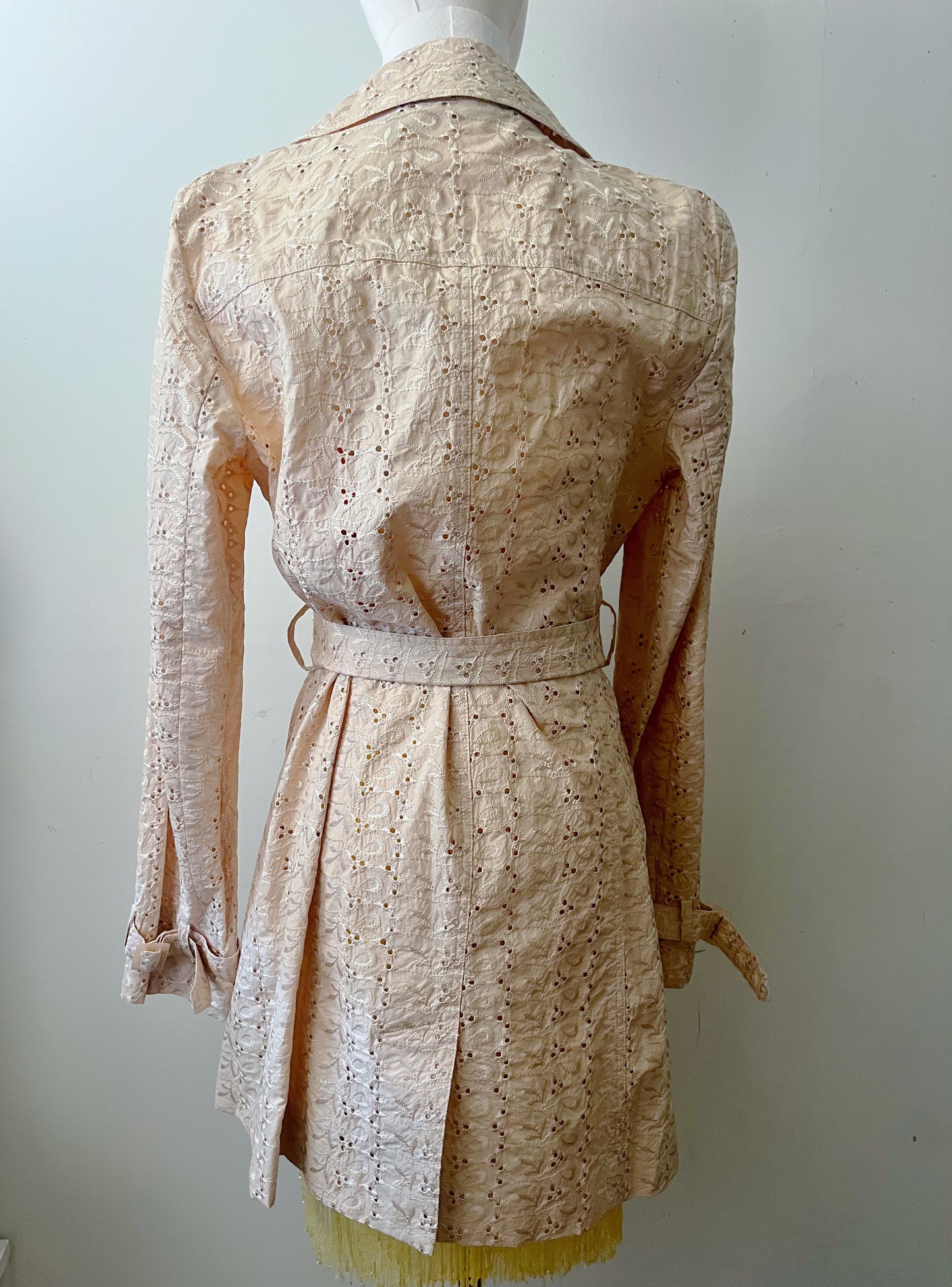 Milk Tea Eyelet Trench Coat Jacket| S/M