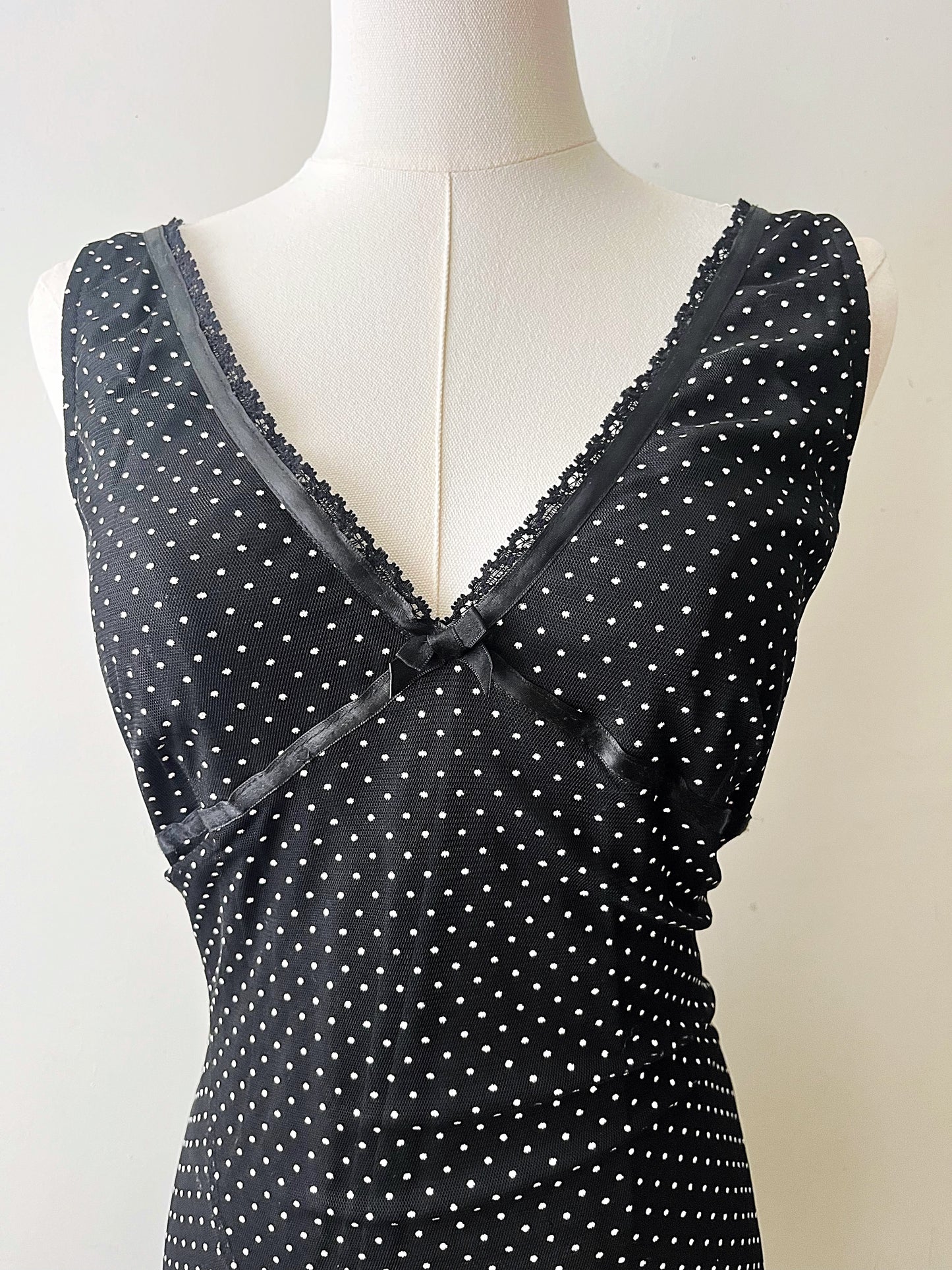 Polka Dot Mesh Hankerchief Dress| Medium
