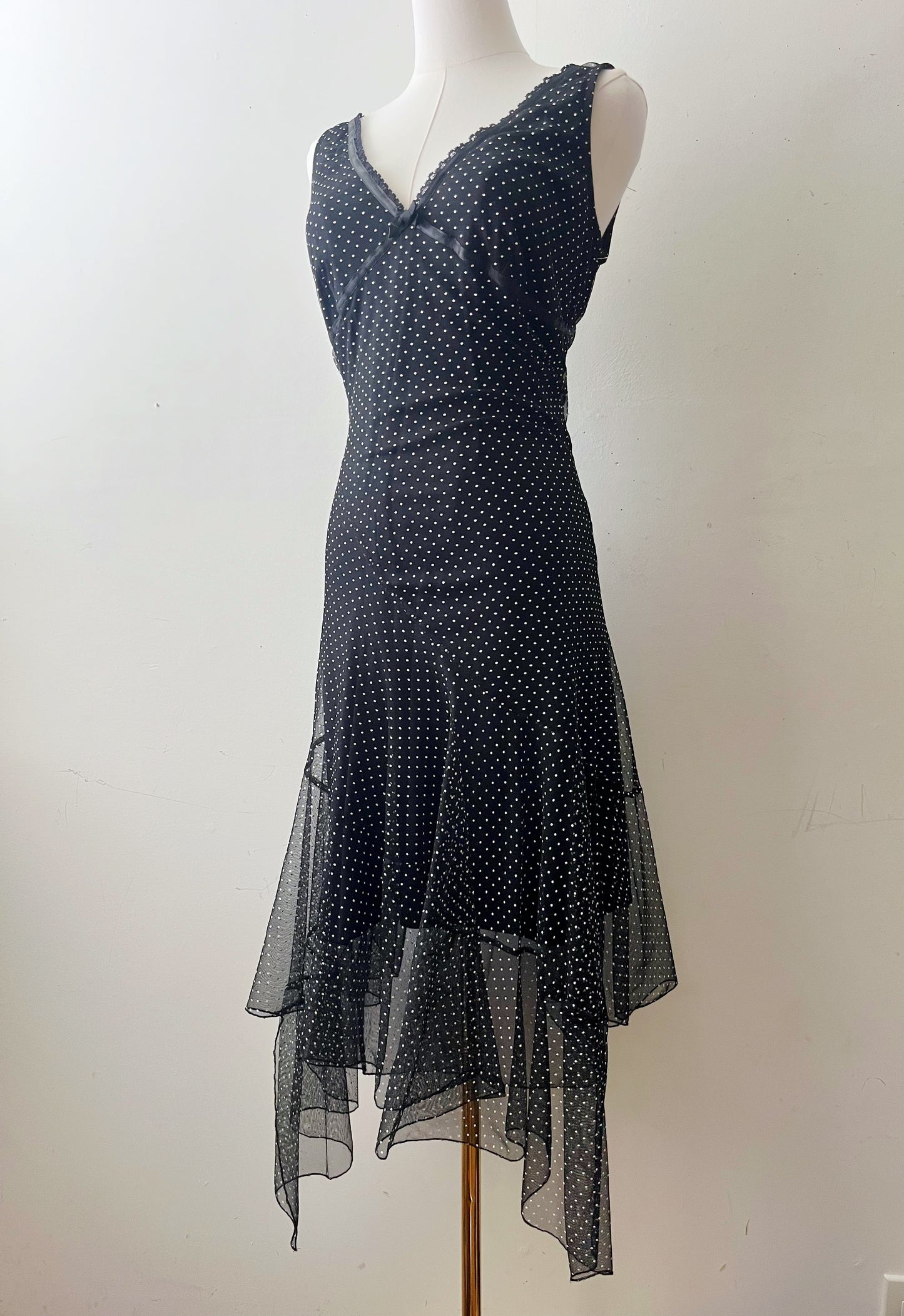 Polka Dot Mesh Hankerchief Dress| Medium