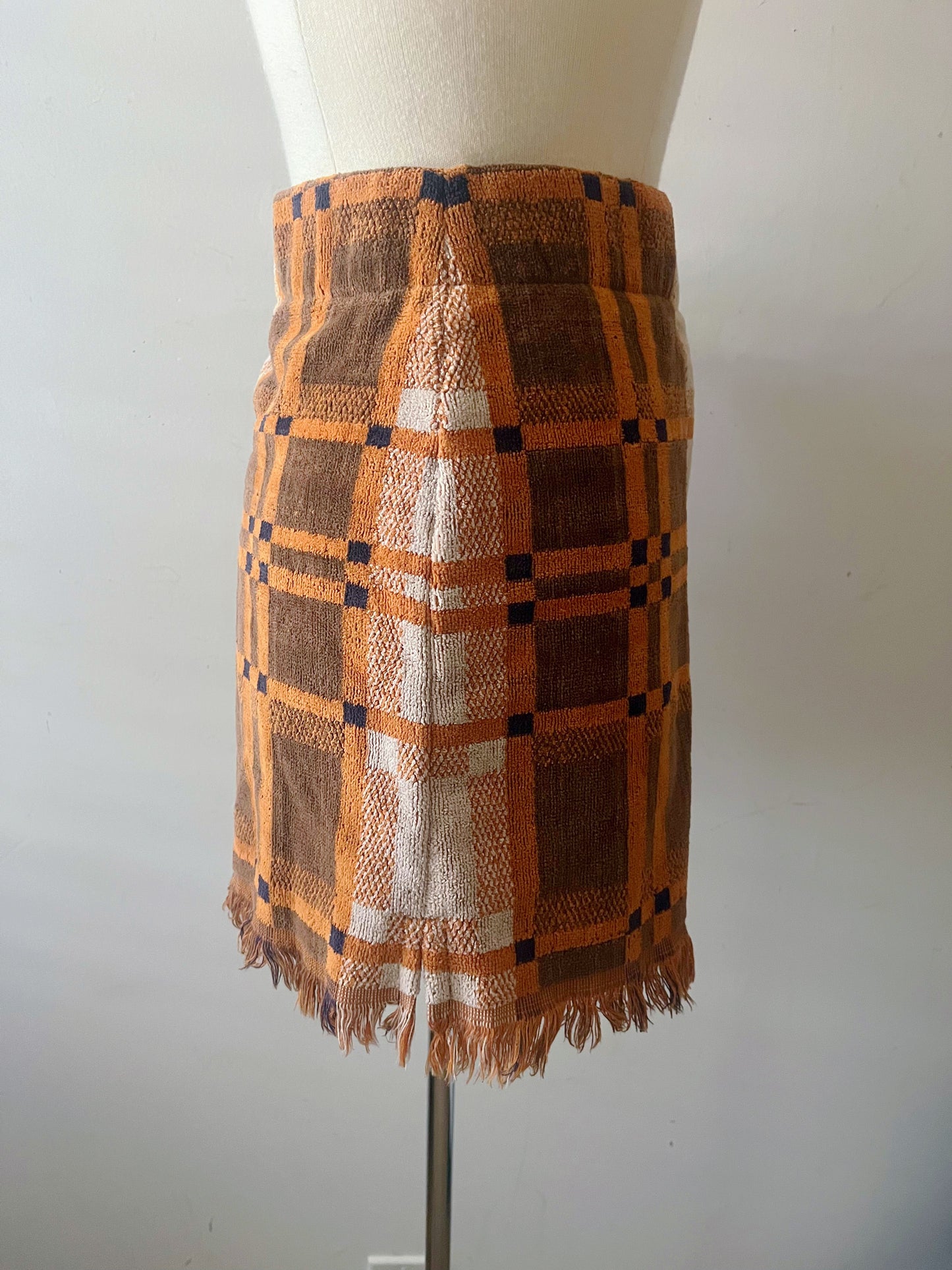 Warm Plaid Towel Mini Skirt