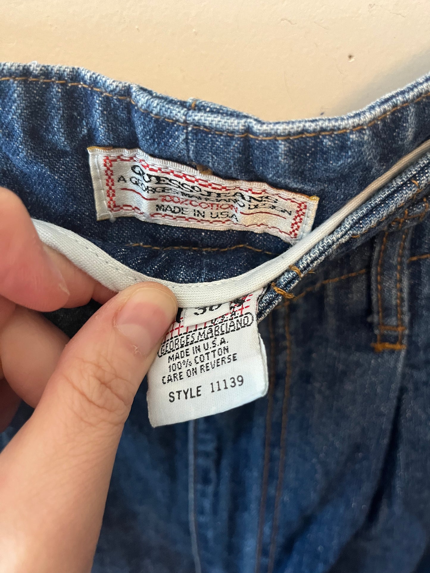 Vintage Guess Denim Blue Jeans- Pleated Wide Leg