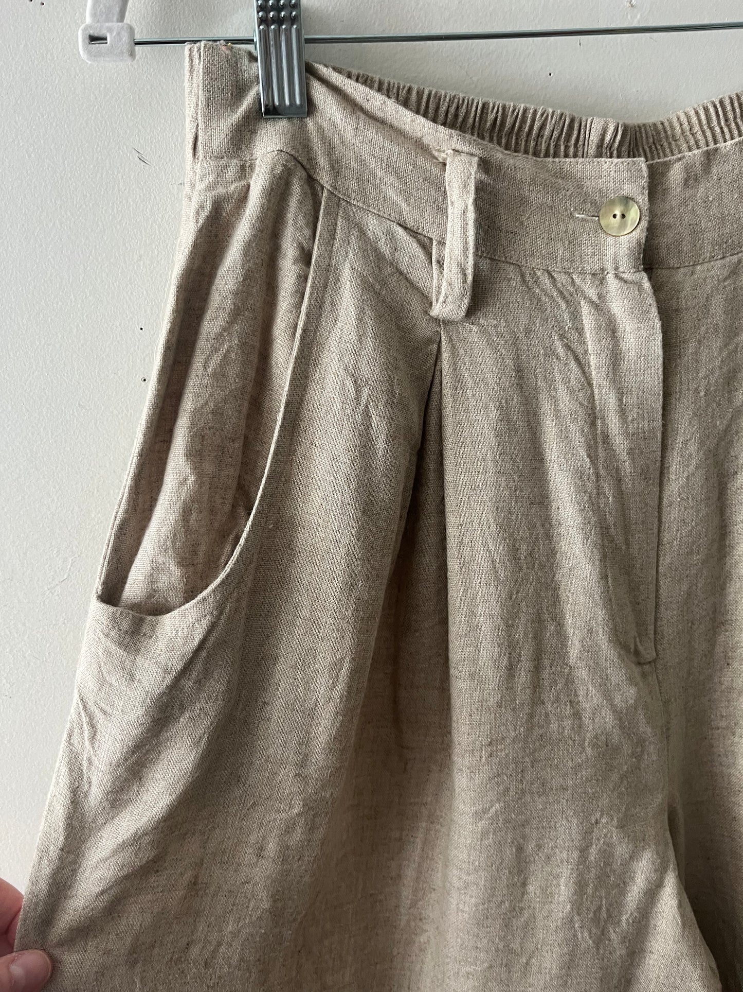 Linen Flowy Trousers- Sand