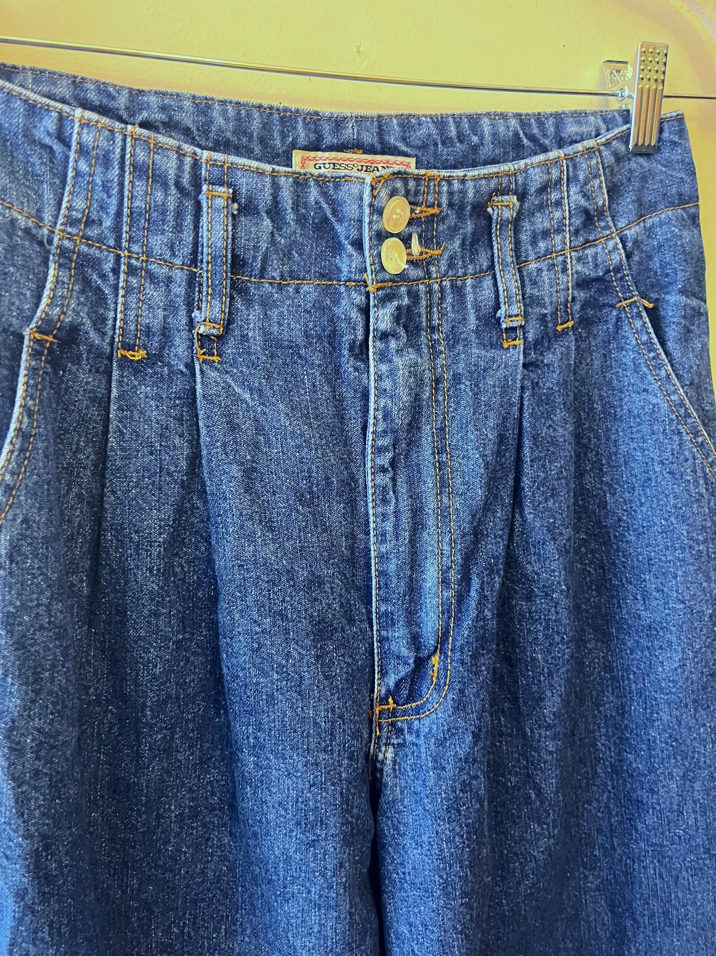 Vintage Guess Denim Blue Jeans- Pleated Wide Leg