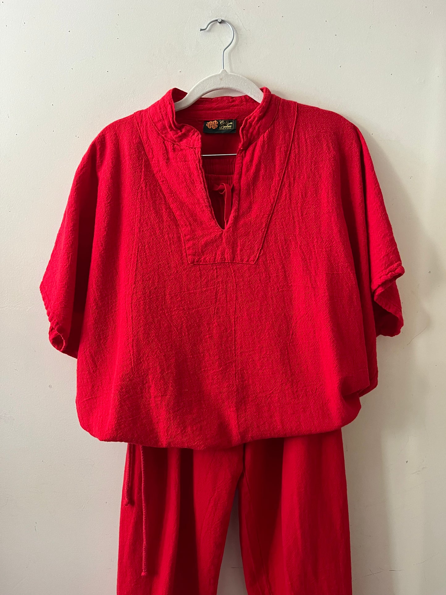 Cotton Canvas Top & Pants Set- Red| S/M