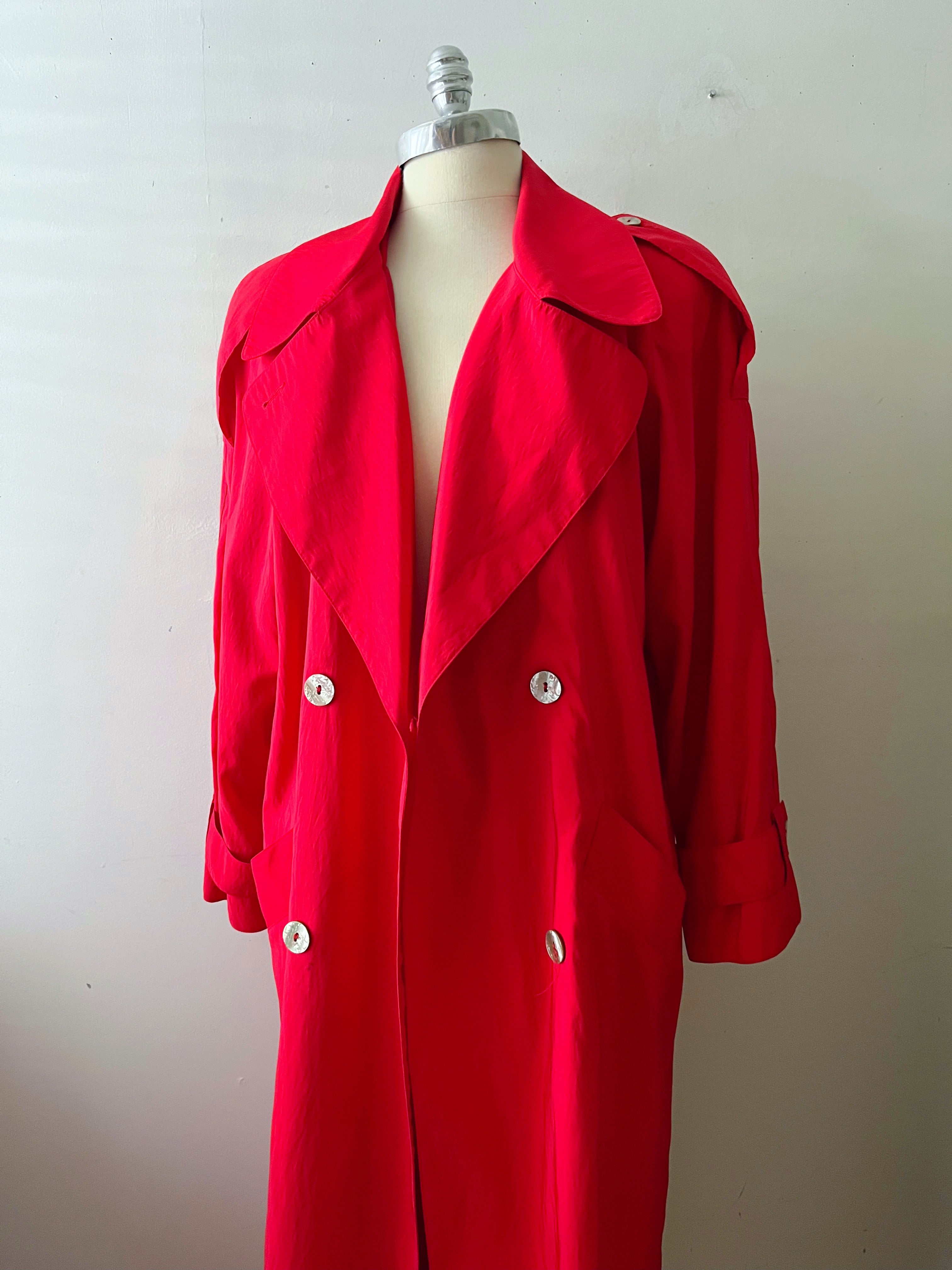 Red Trench Coat Shell Buttons Textile Storie 3253