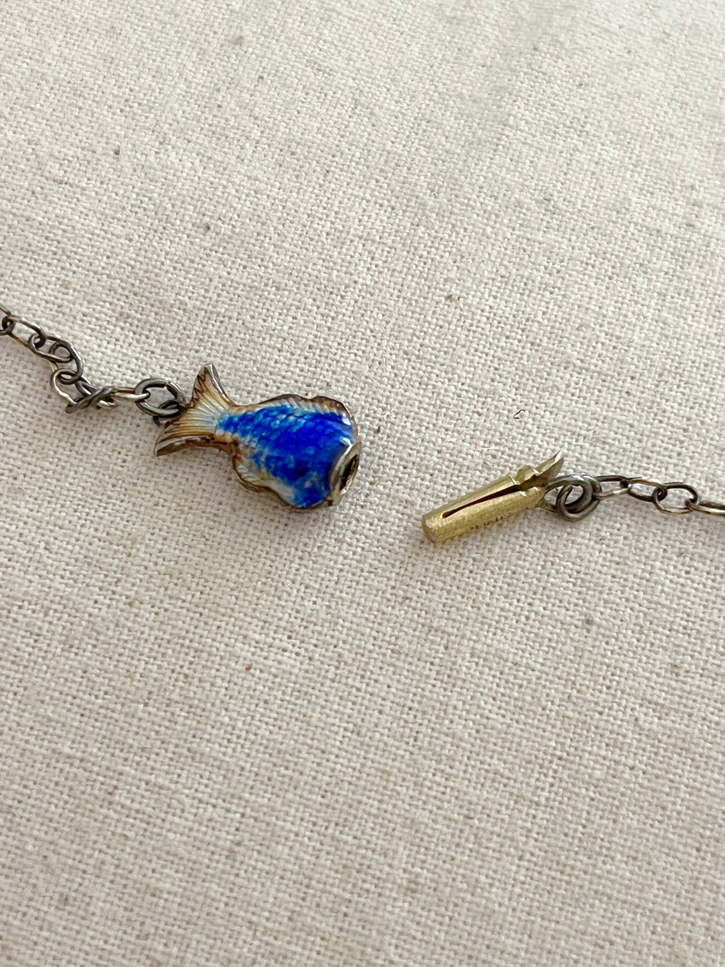 Sterling Blue Fish Enamel Necklace
