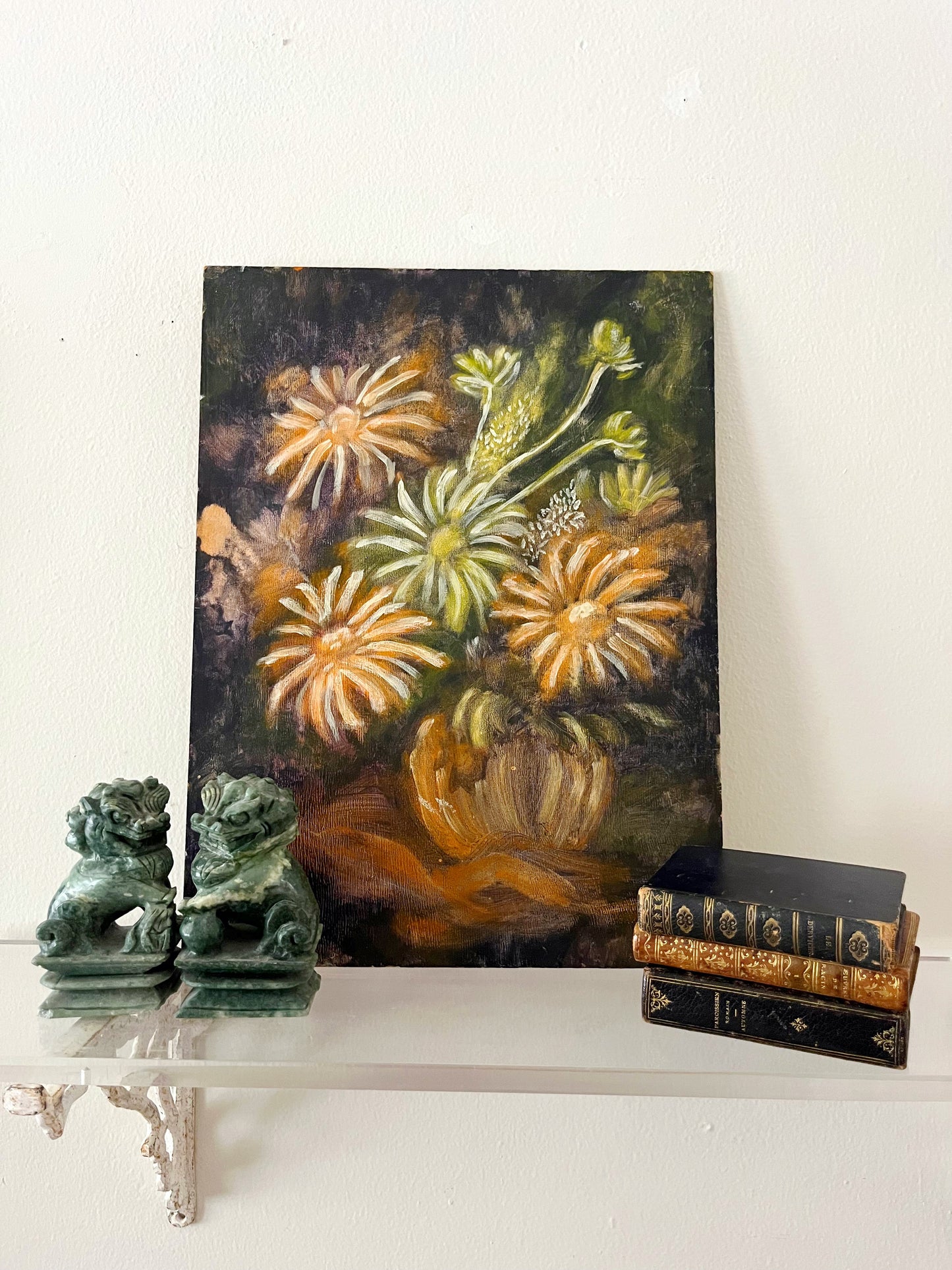 Floral Painting- Orange Green Blooms