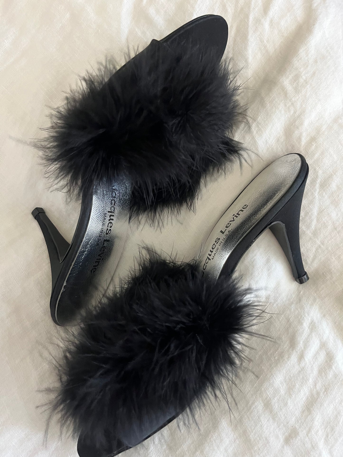 Marabou Feather Slide Shoes| Size 8